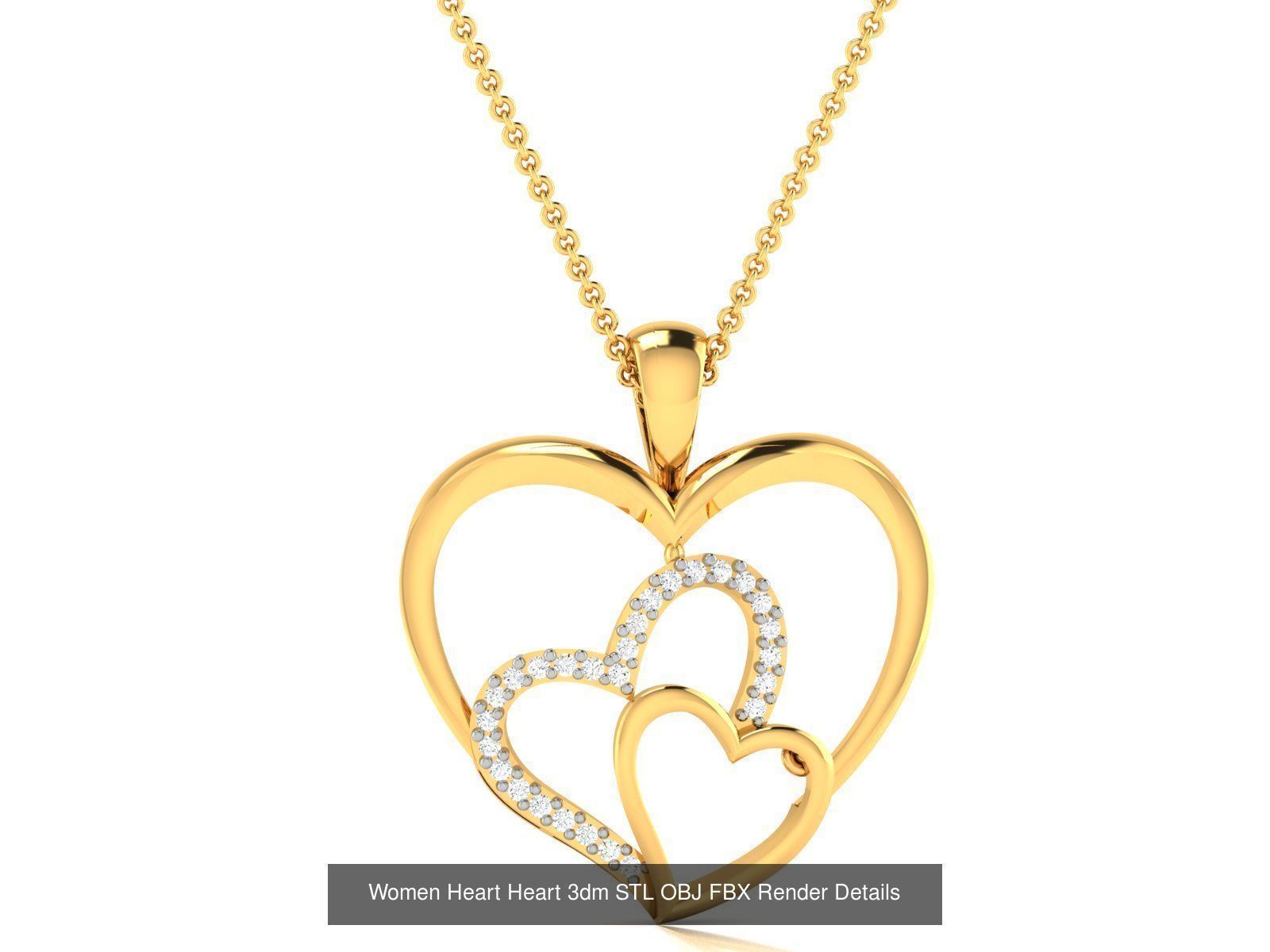 Love Heart Pendant 3dm STL OBJ FBX Render Bulk Collection _38