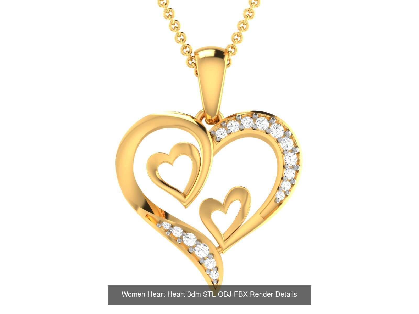 Love Heart Pendant 3dm STL OBJ FBX Render Bulk Collection _35