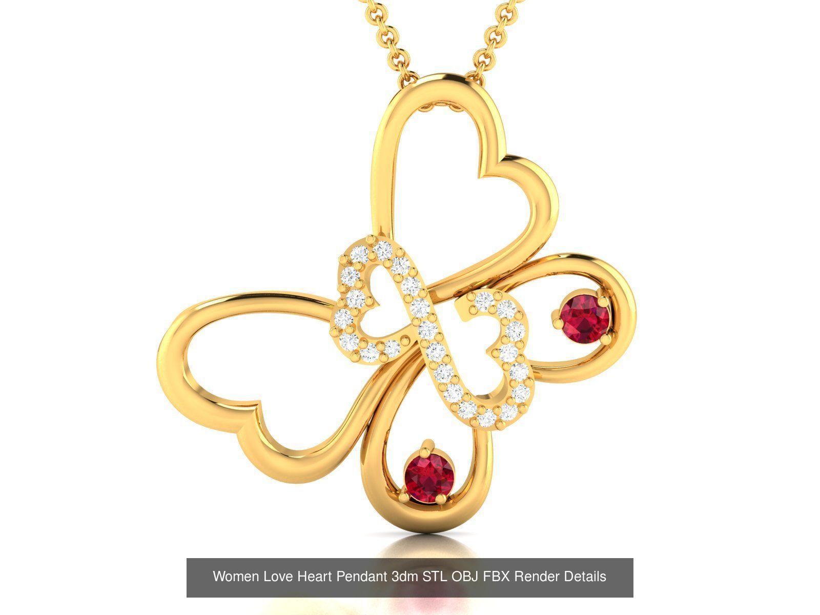 Love Heart Pendant 3dm STL OBJ FBX Render Bulk Collection _69