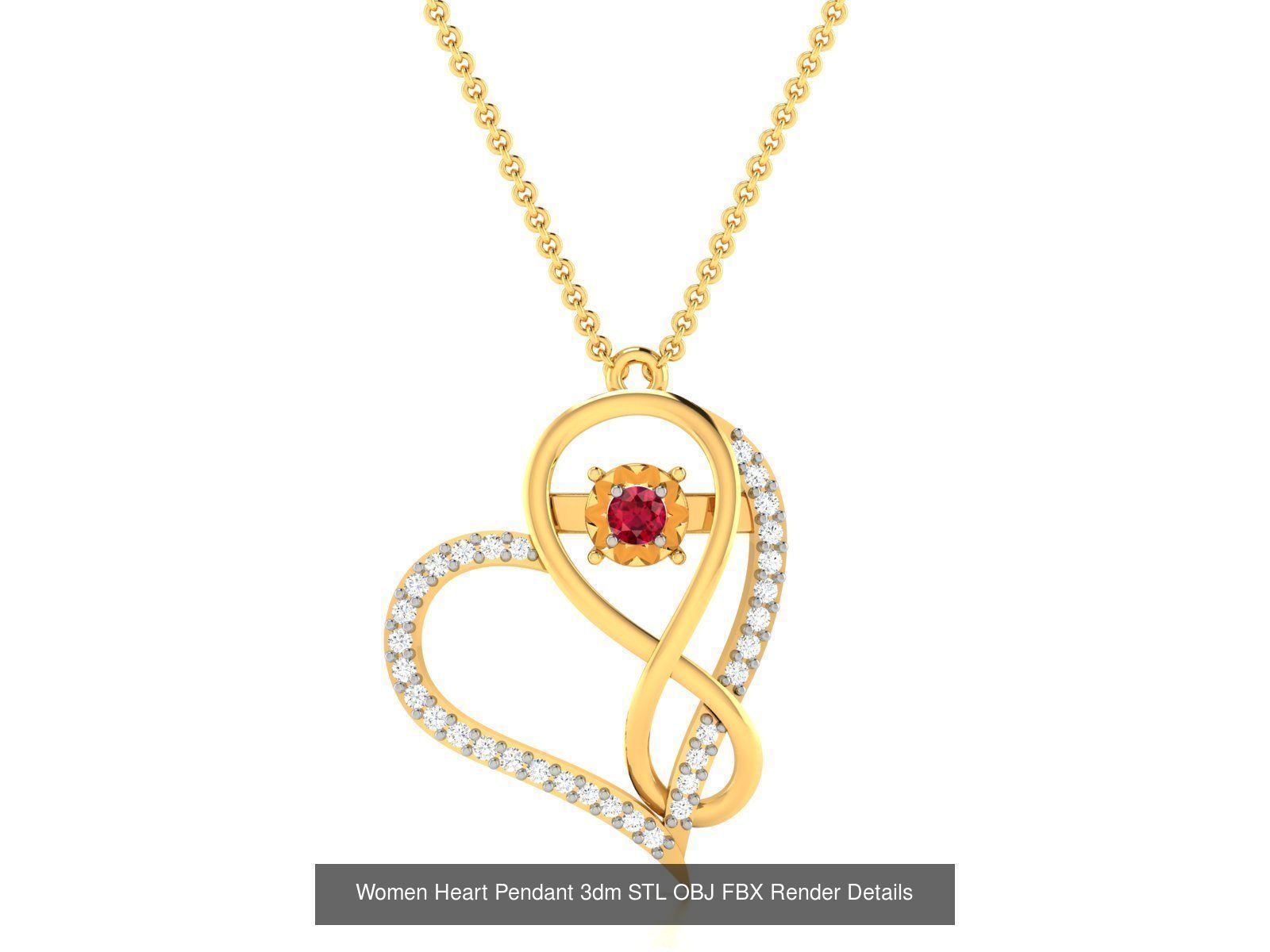 Love Heart Pendant 3dm STL OBJ FBX Render Bulk Collection _48