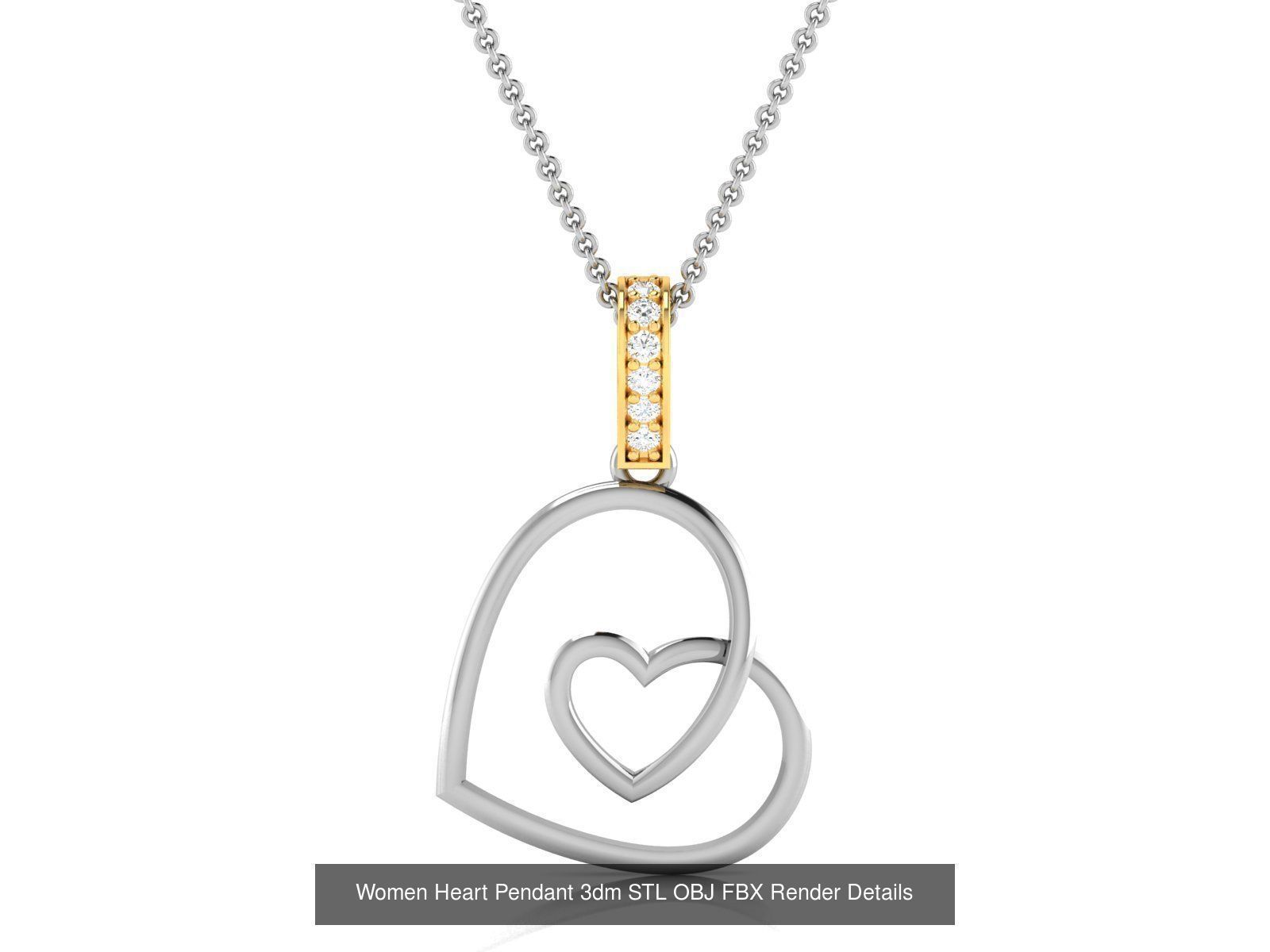 Love Heart Pendant 3dm STL OBJ FBX Render Bulk Collection _55