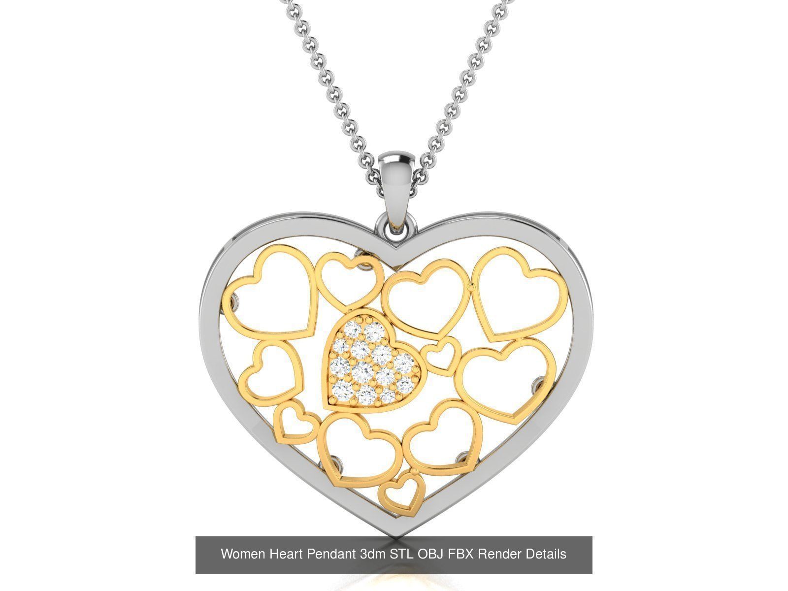 Love Heart Pendant 3dm STL OBJ FBX Render Bulk Collection _58