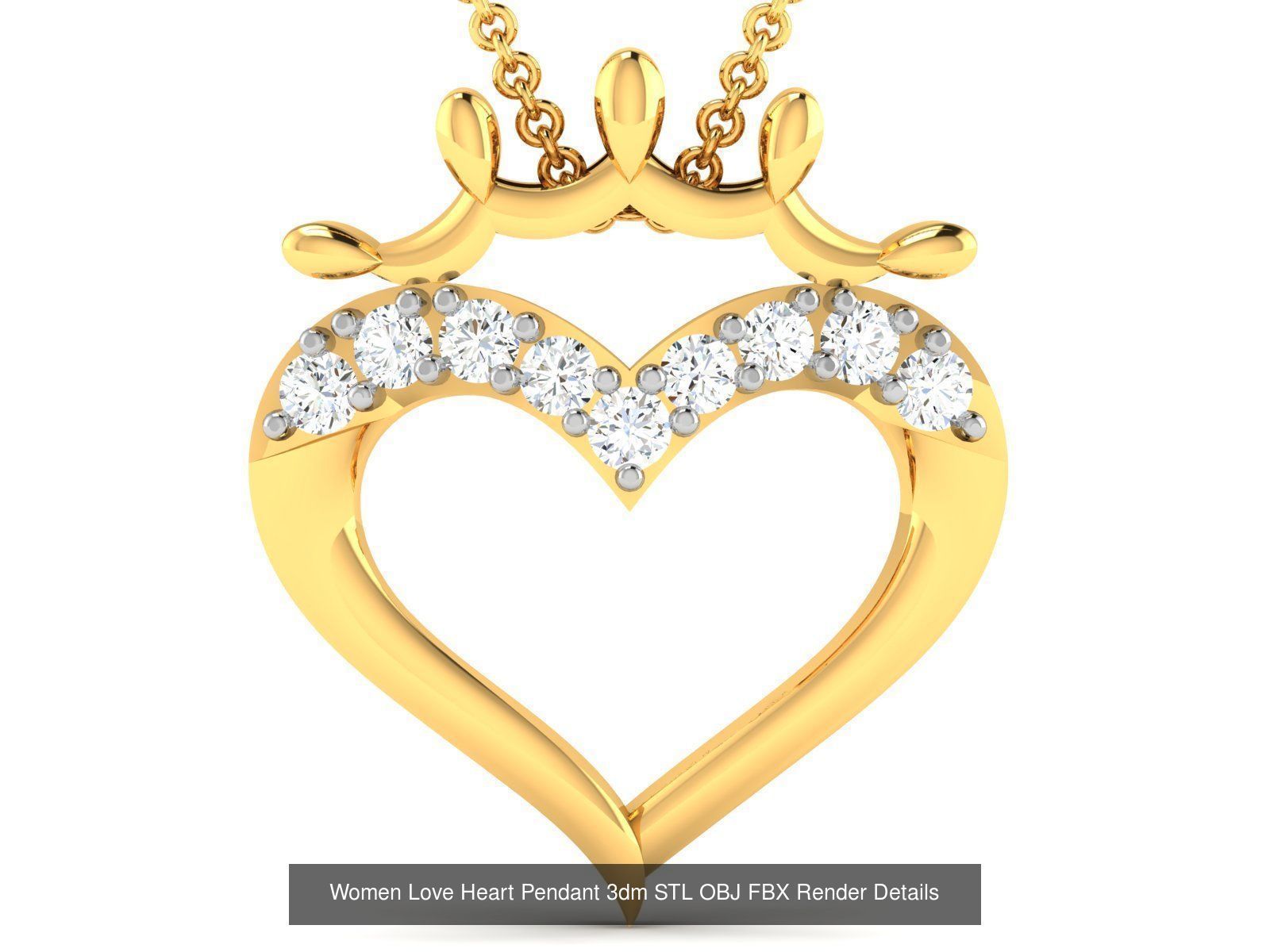 Love Heart Pendant 3dm STL OBJ FBX Render Bulk Collection _72