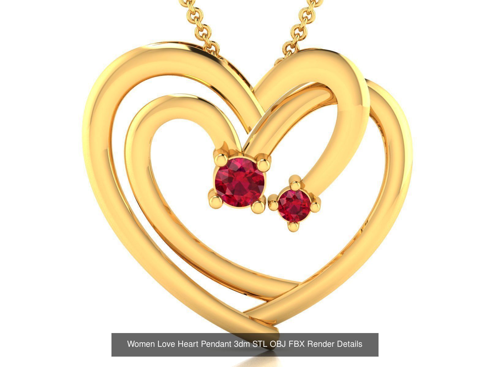 Love Heart Pendant 3dm STL OBJ FBX Render Bulk Collection _74