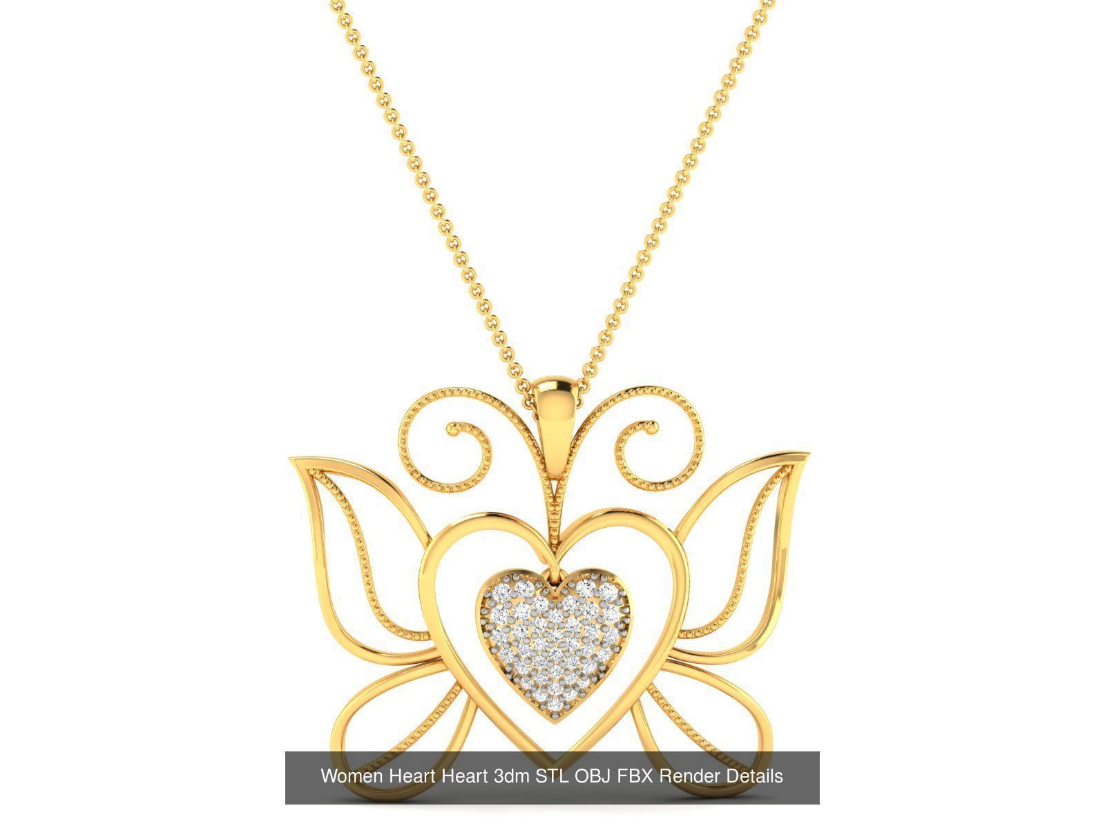 Love Heart Pendant 3dm STL OBJ FBX Render Bulk Collection _43