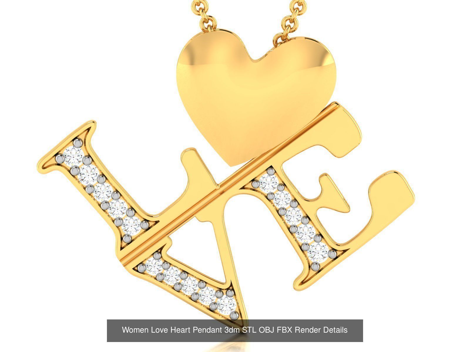 Love Heart Pendant 3dm STL OBJ FBX Render Bulk Collection _75