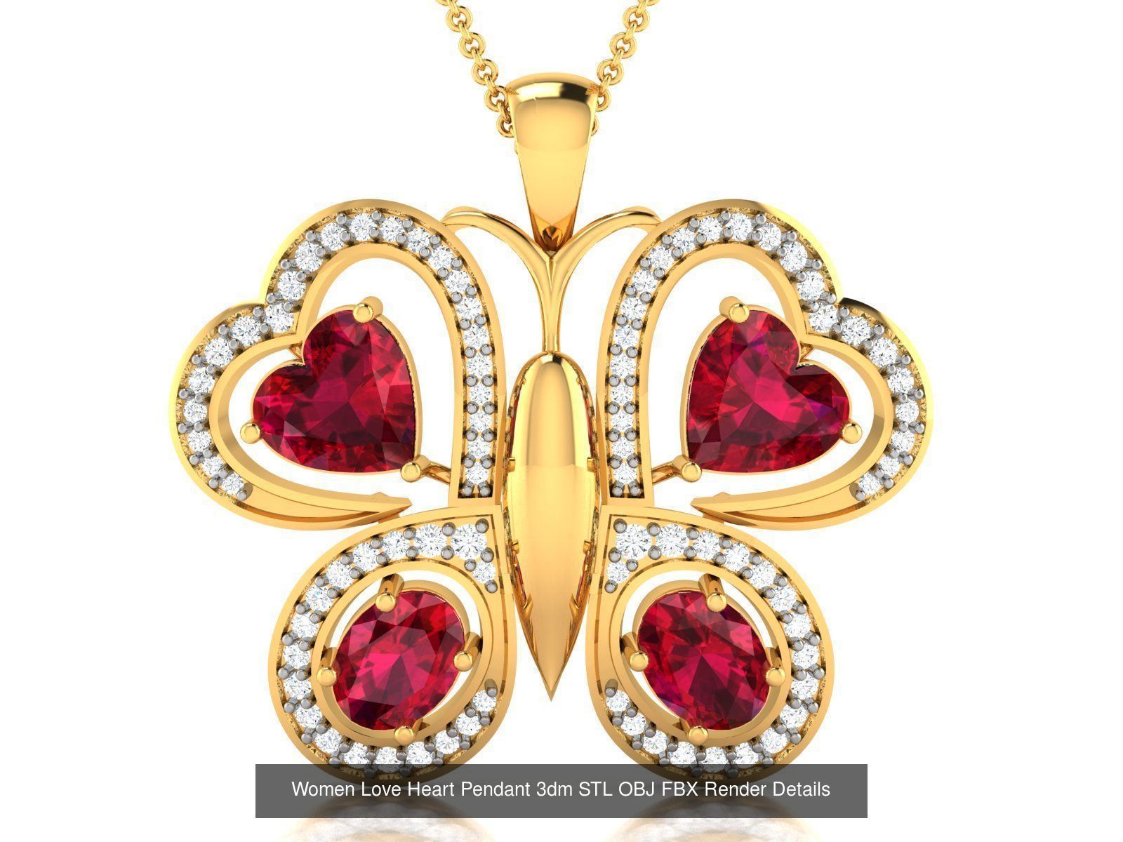 Love Heart Pendant 3dm STL OBJ FBX Render Bulk Collection _70