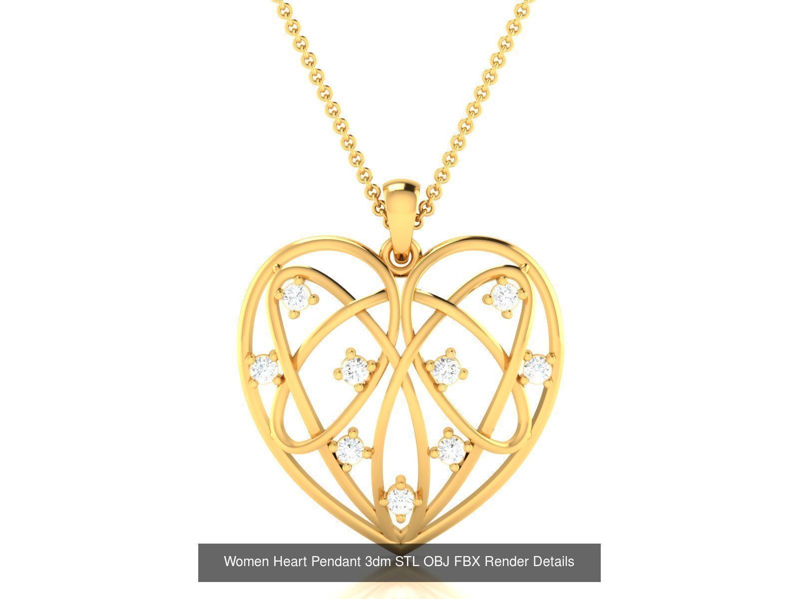 Love Heart Pendant 3dm STL OBJ FBX Render Bulk Collection _57