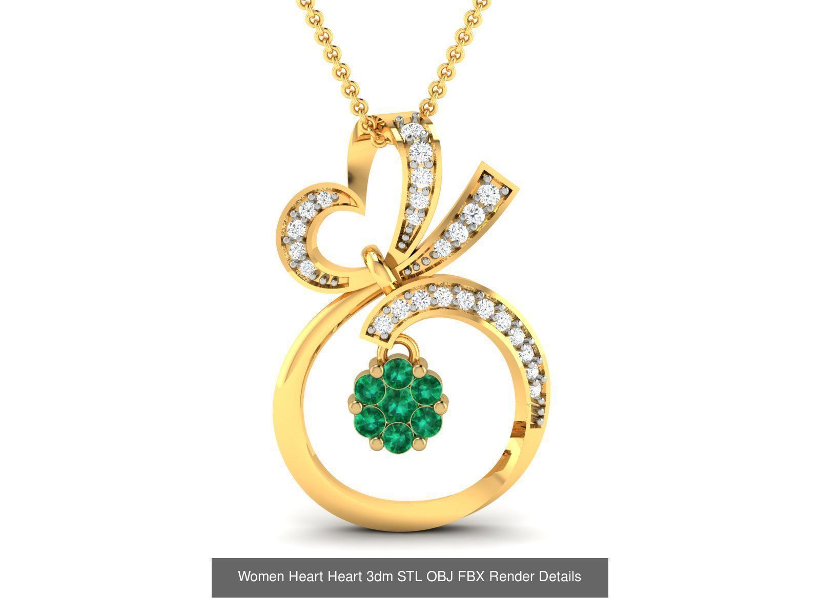 Love Heart Pendant 3dm STL OBJ FBX Render Bulk Collection _41