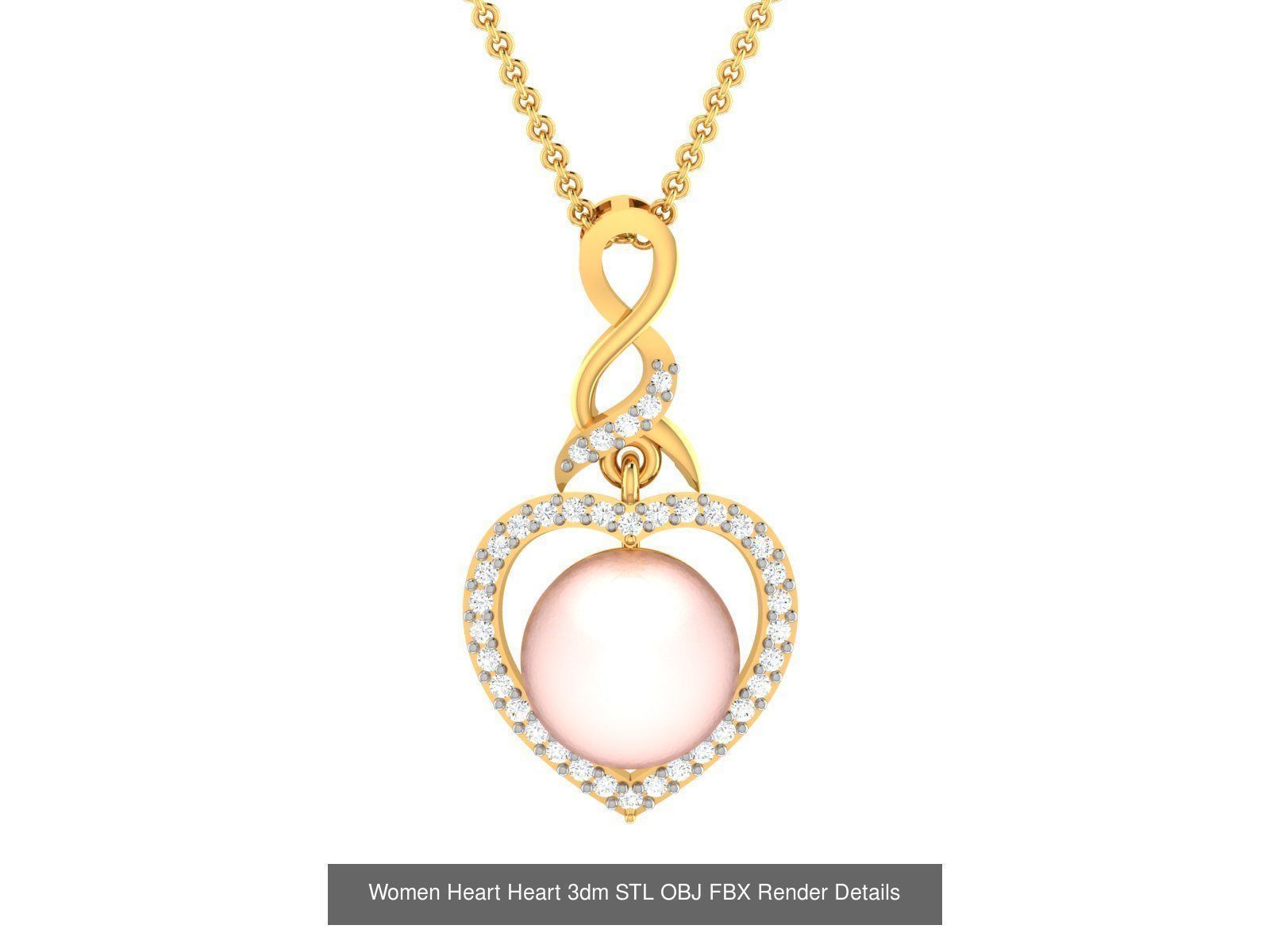 Love Heart Pendant 3dm STL OBJ FBX Render Bulk Collection _36