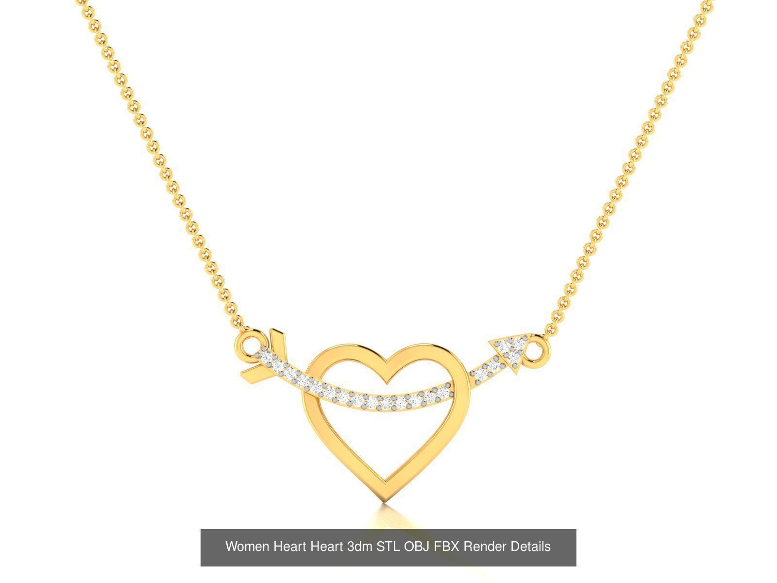 Love Heart Pendant 3dm STL OBJ FBX Render Bulk Collection _45