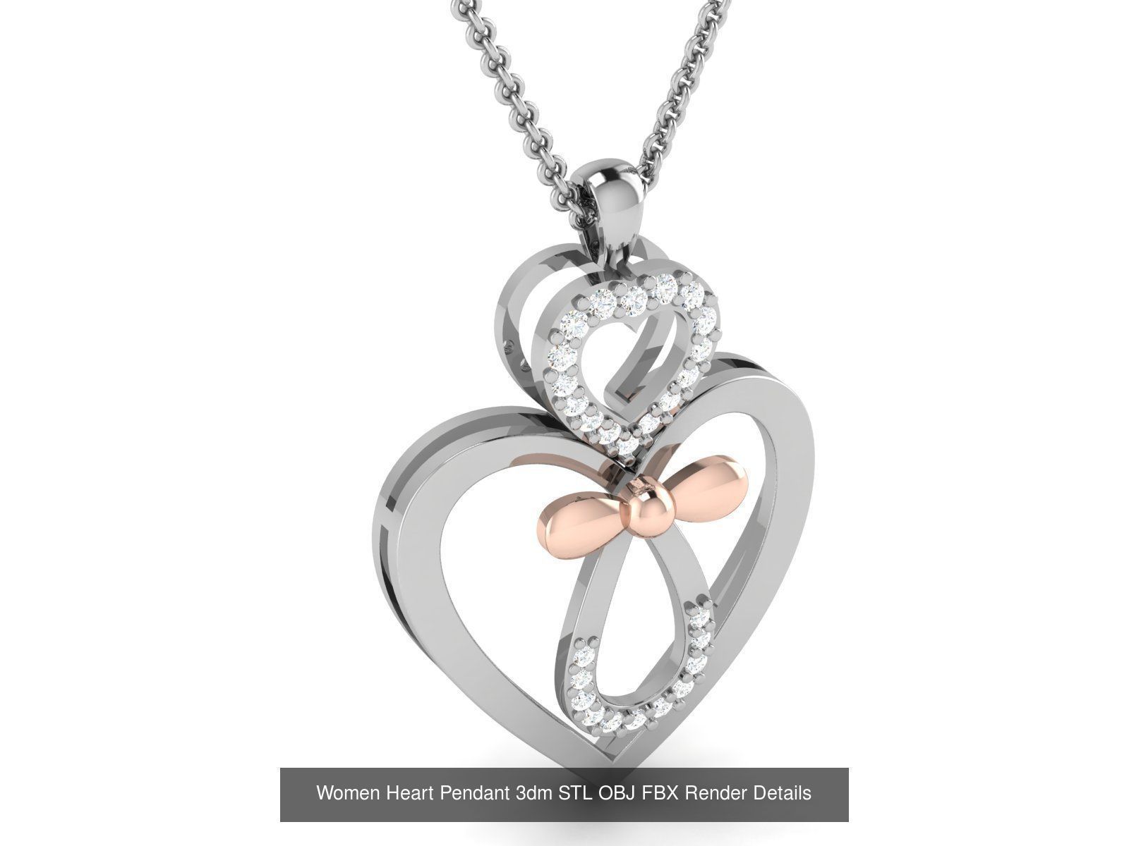 Love Heart Pendant 3dm STL OBJ FBX Render Bulk Collection _47