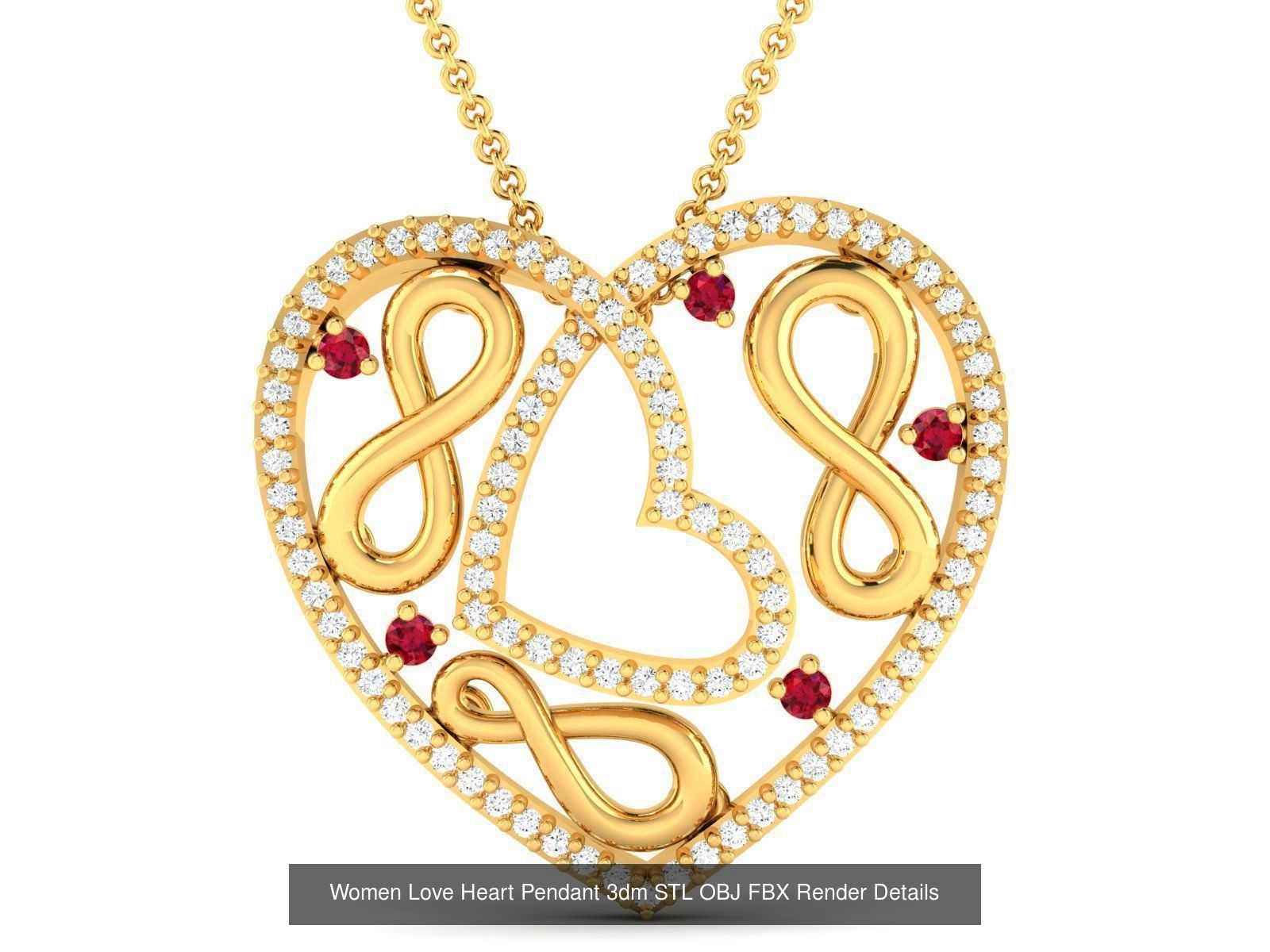 Love Heart Pendant 3dm STL OBJ FBX Render Bulk Collection _68