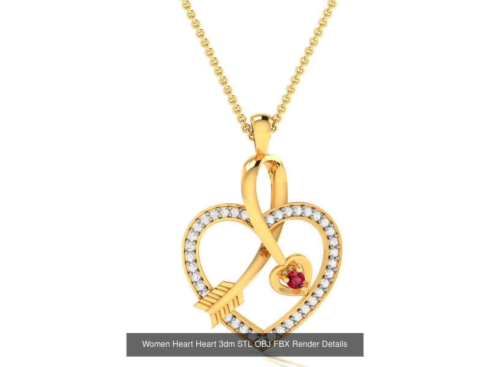 Love Heart Pendant 3dm STL OBJ FBX Render Bulk Collection _33