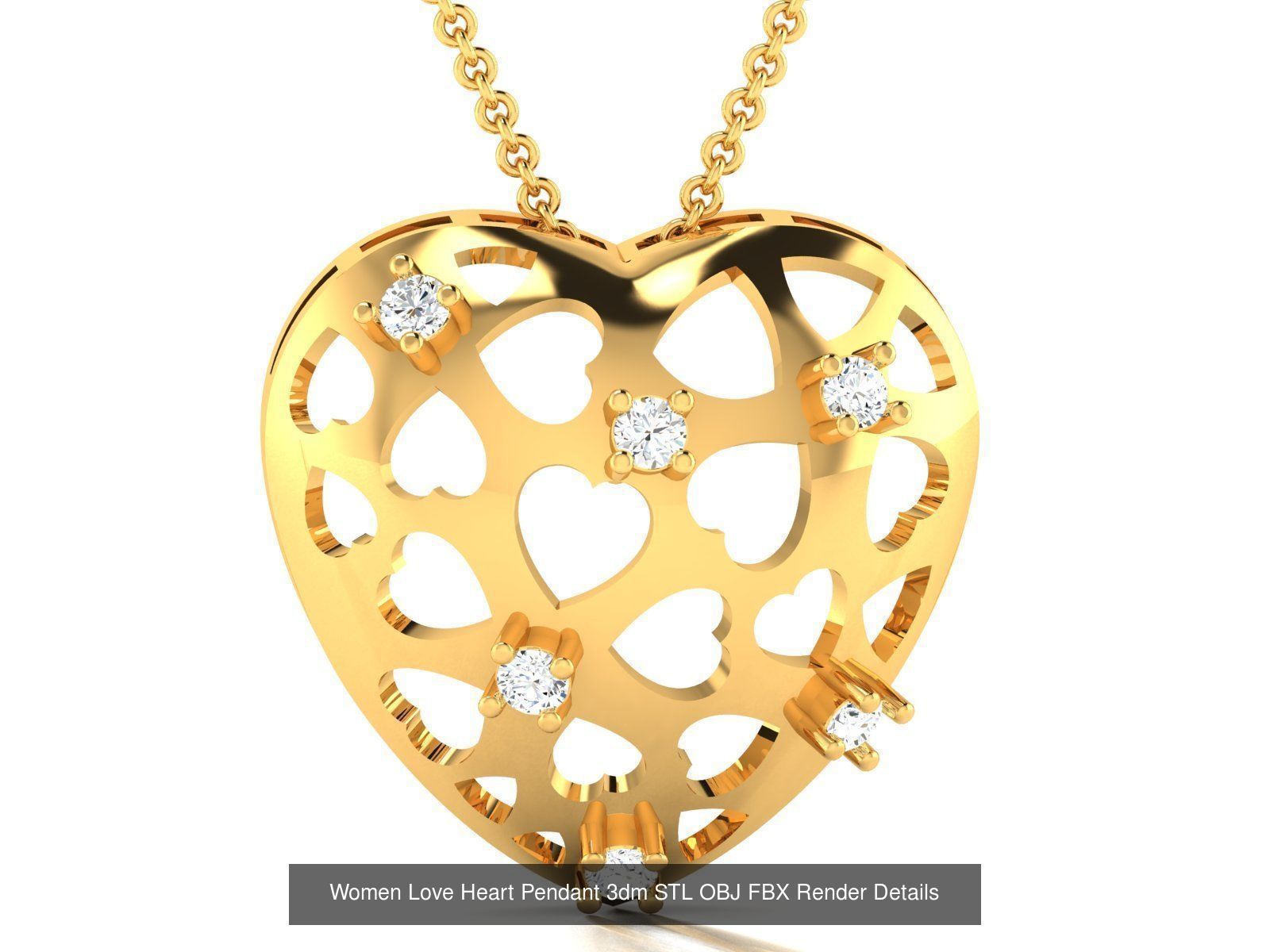 Love Heart Pendant 3dm STL OBJ FBX Render Bulk Collection _67