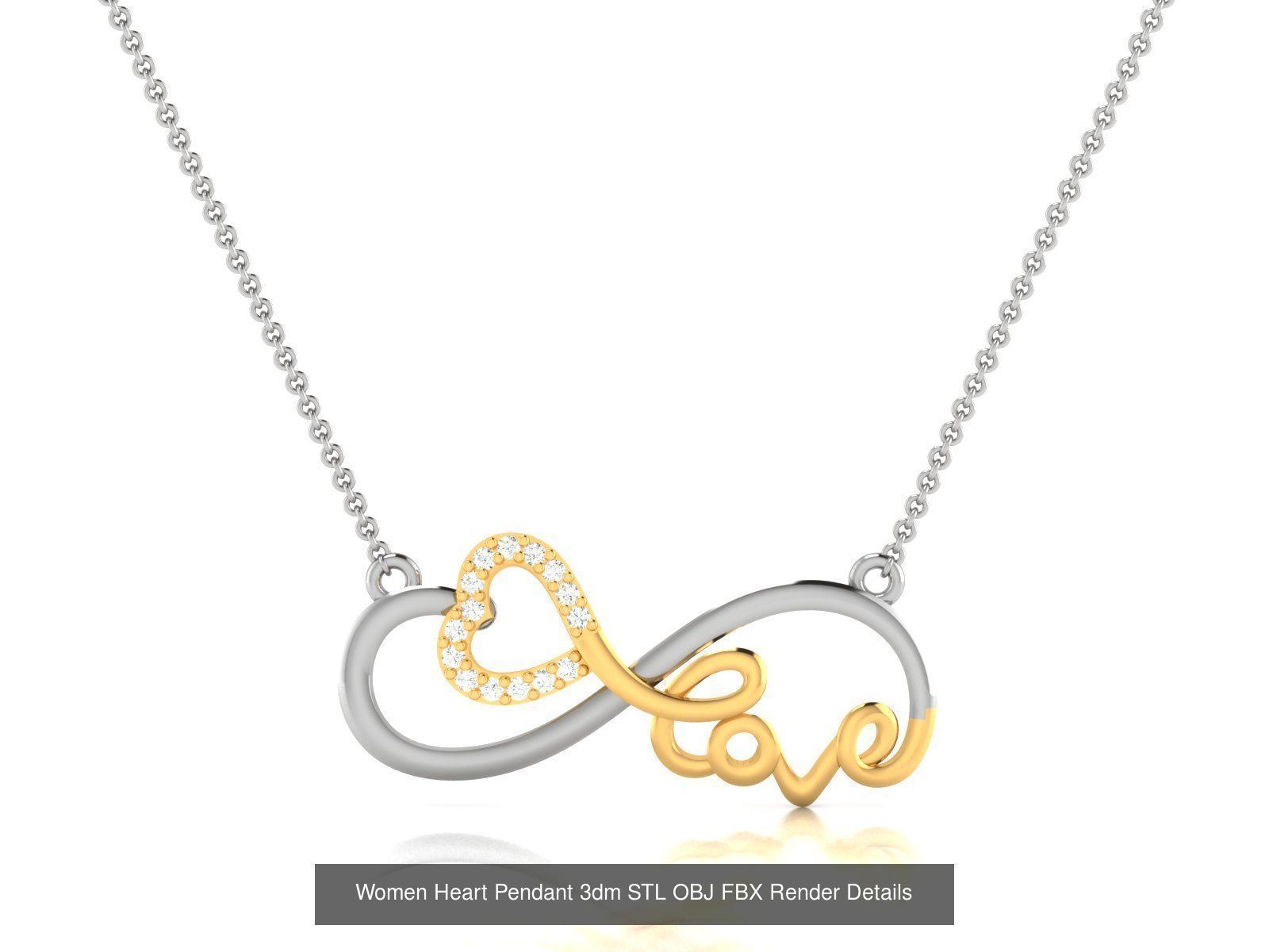 Love Heart Pendant 3dm STL OBJ FBX Render Bulk Collection _50