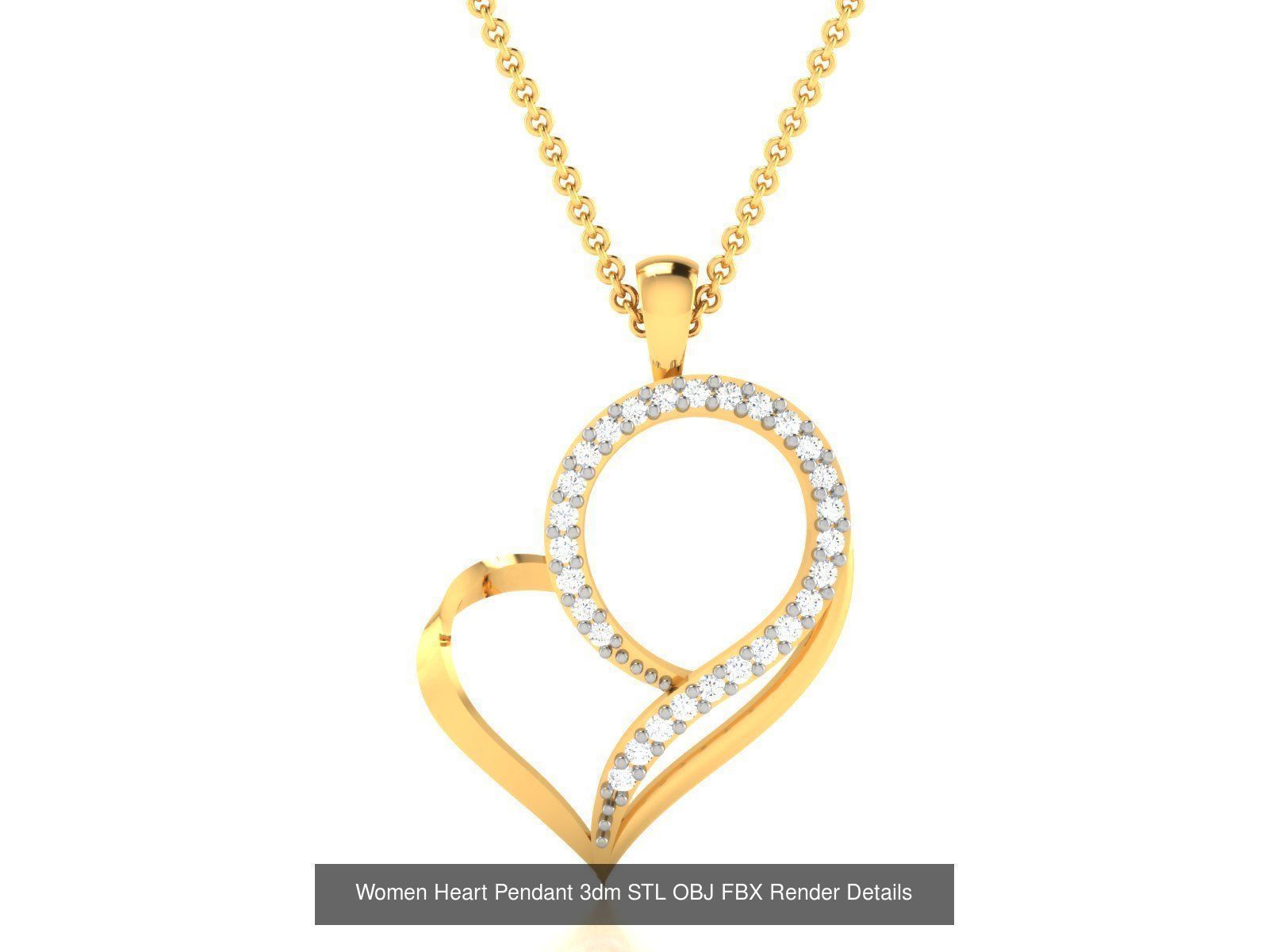 Love Heart Pendant 3dm STL OBJ FBX Render Bulk Collection _52