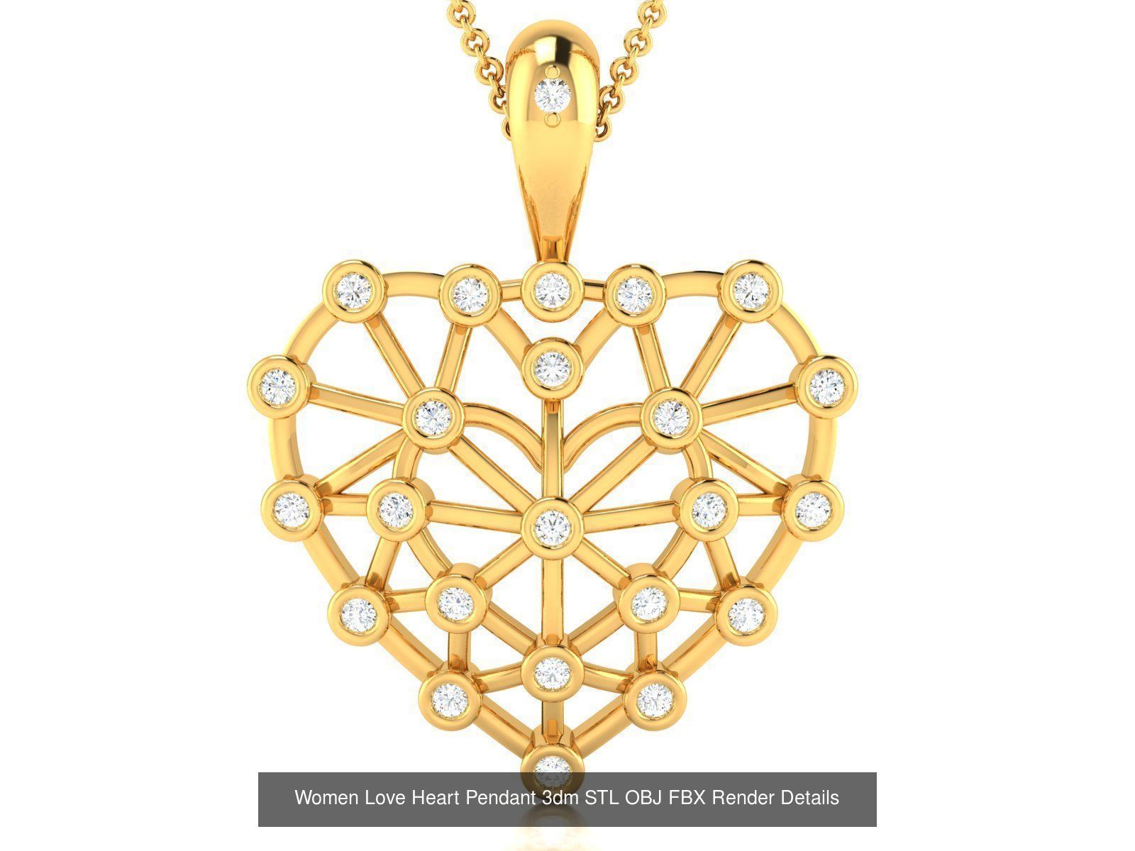 Love Heart Pendant 3dm STL OBJ FBX Render Bulk Collection _76