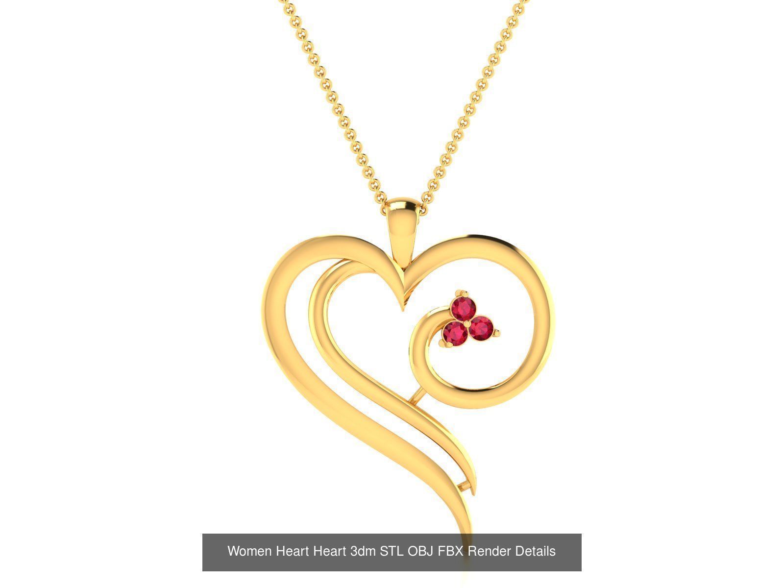 Love Heart Pendant 3dm STL OBJ FBX Render Bulk Collection _44