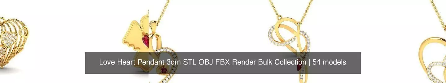 Love Heart Pendant 3dm STL OBJ FBX Render Bulk Collection _2