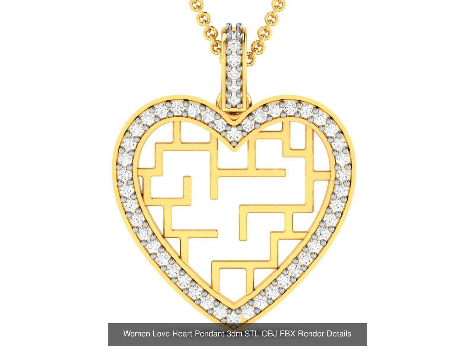 Love Heart Pendant 3dm STL OBJ FBX Render Bulk Collection _71