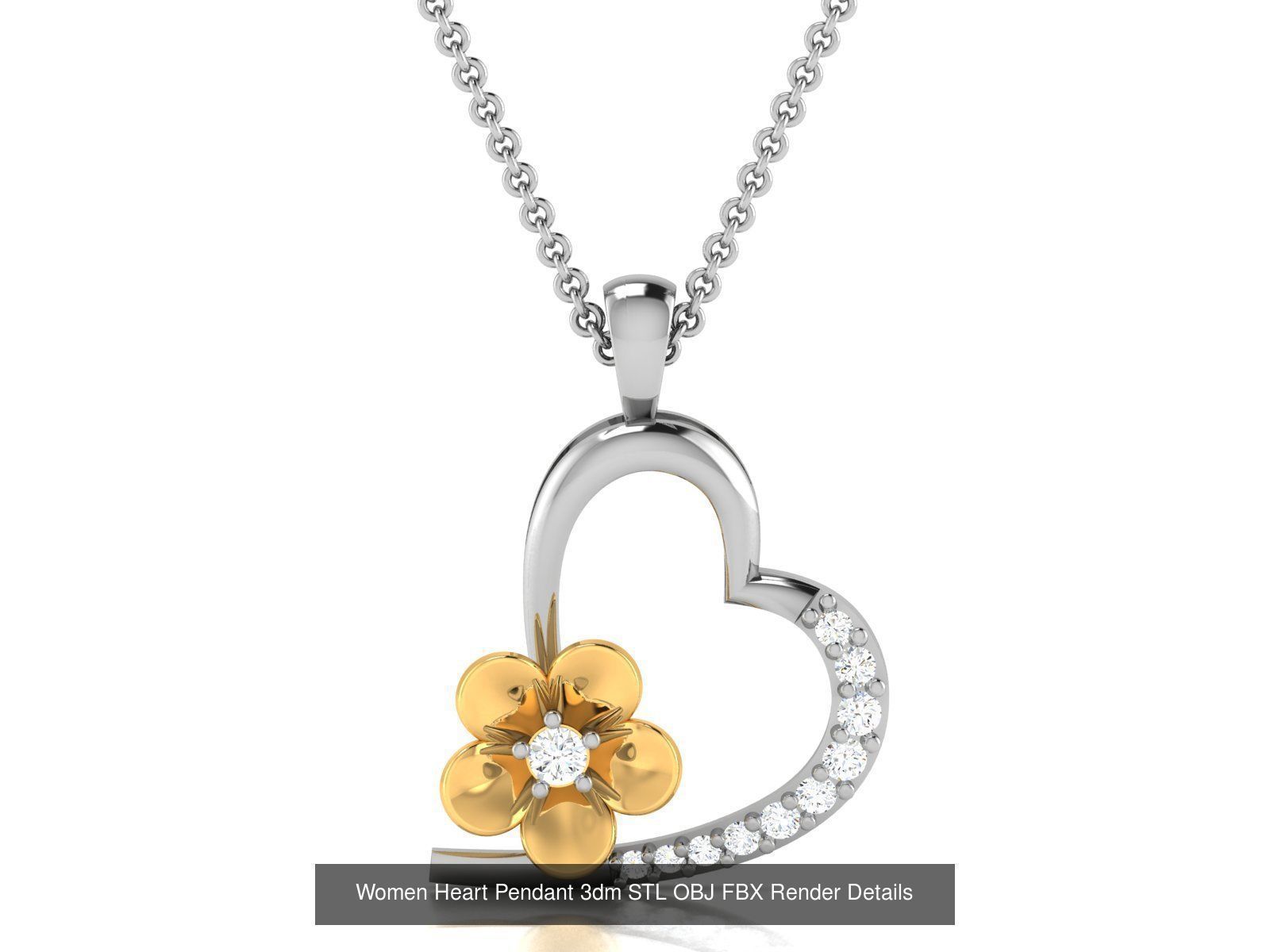 Love Heart Pendant 3dm STL OBJ FBX Render Bulk Collection _62