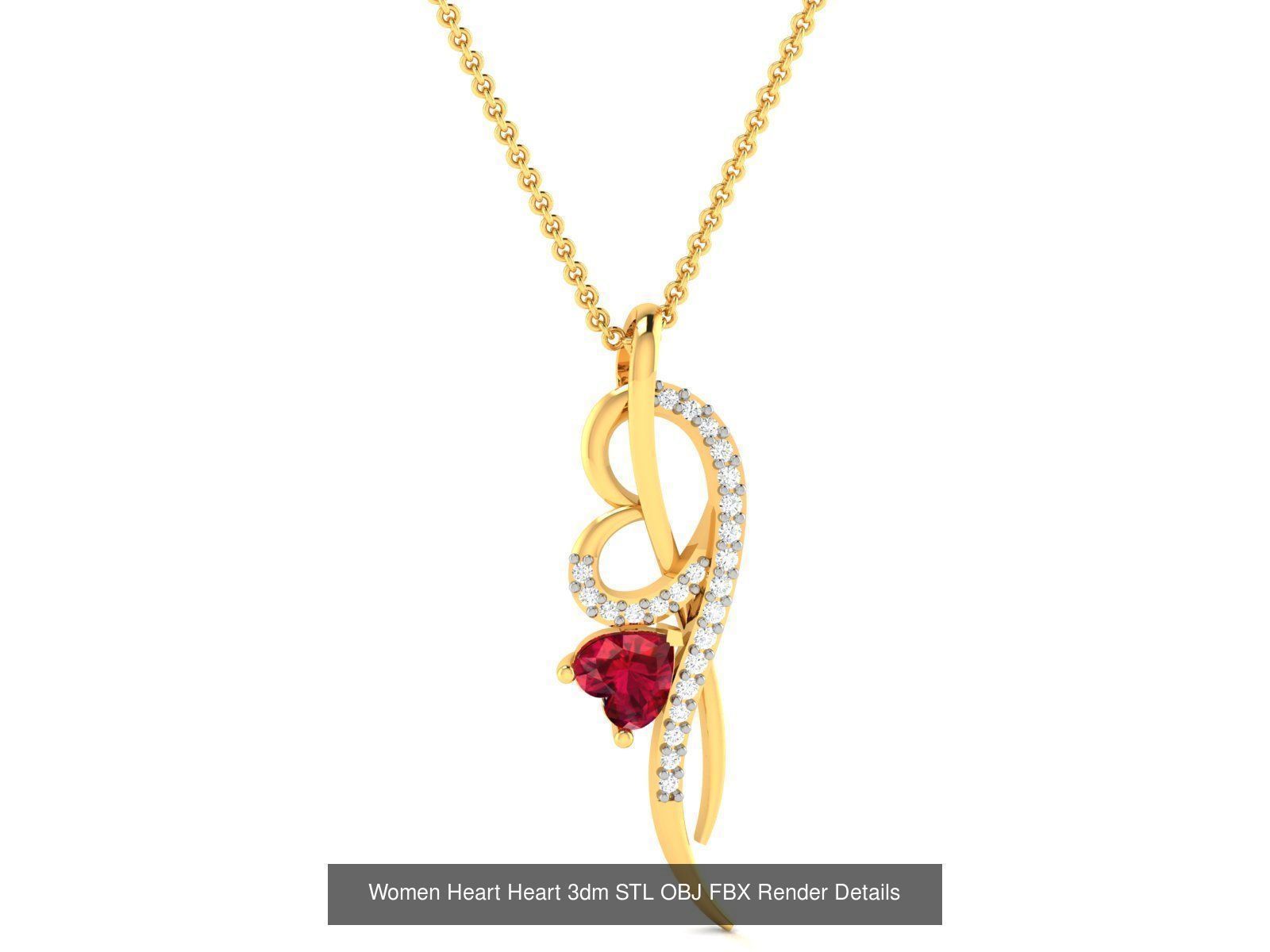 Love Heart Pendant 3dm STL OBJ FBX Render Bulk Collection _37