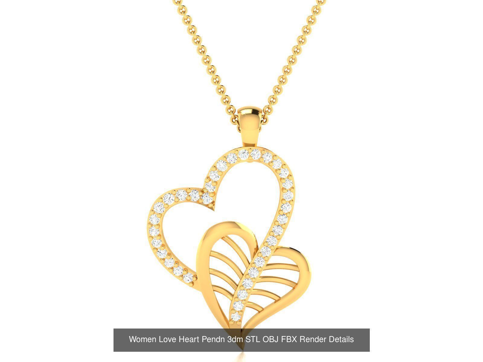 Love Heart Pendant 3dm STL OBJ FBX Render Bulk Collection _28