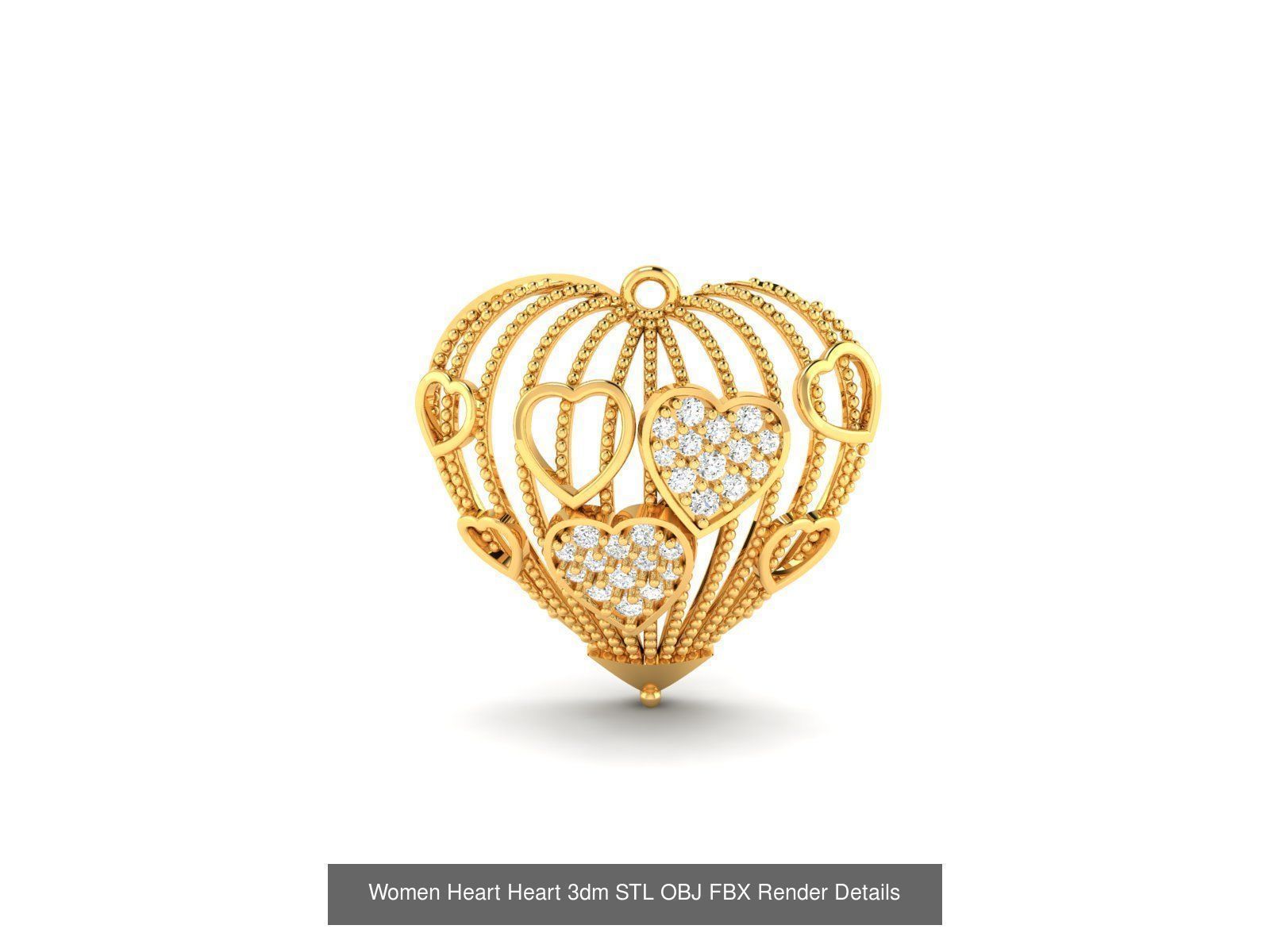 Love Heart Pendant 3dm STL OBJ FBX Render Bulk Collection _29