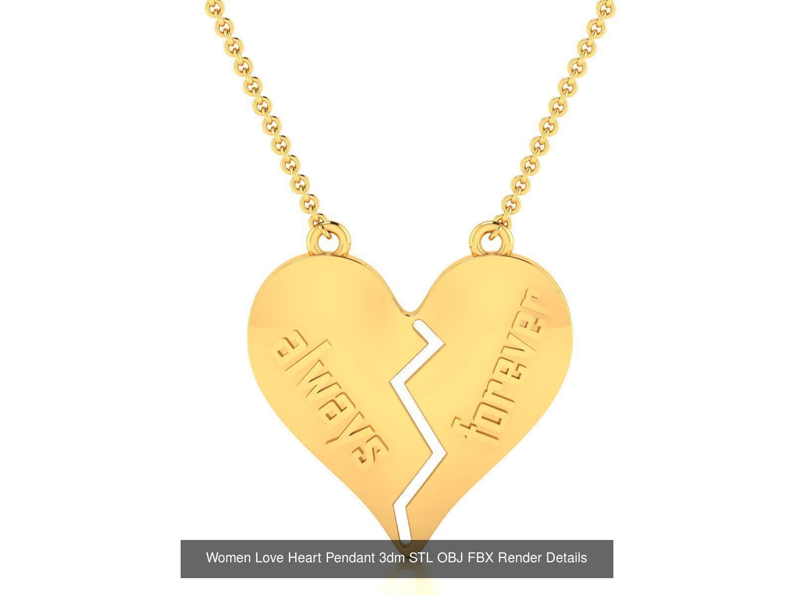 Love Heart Pendant 3dm STL OBJ FBX Render Bulk Collection _65