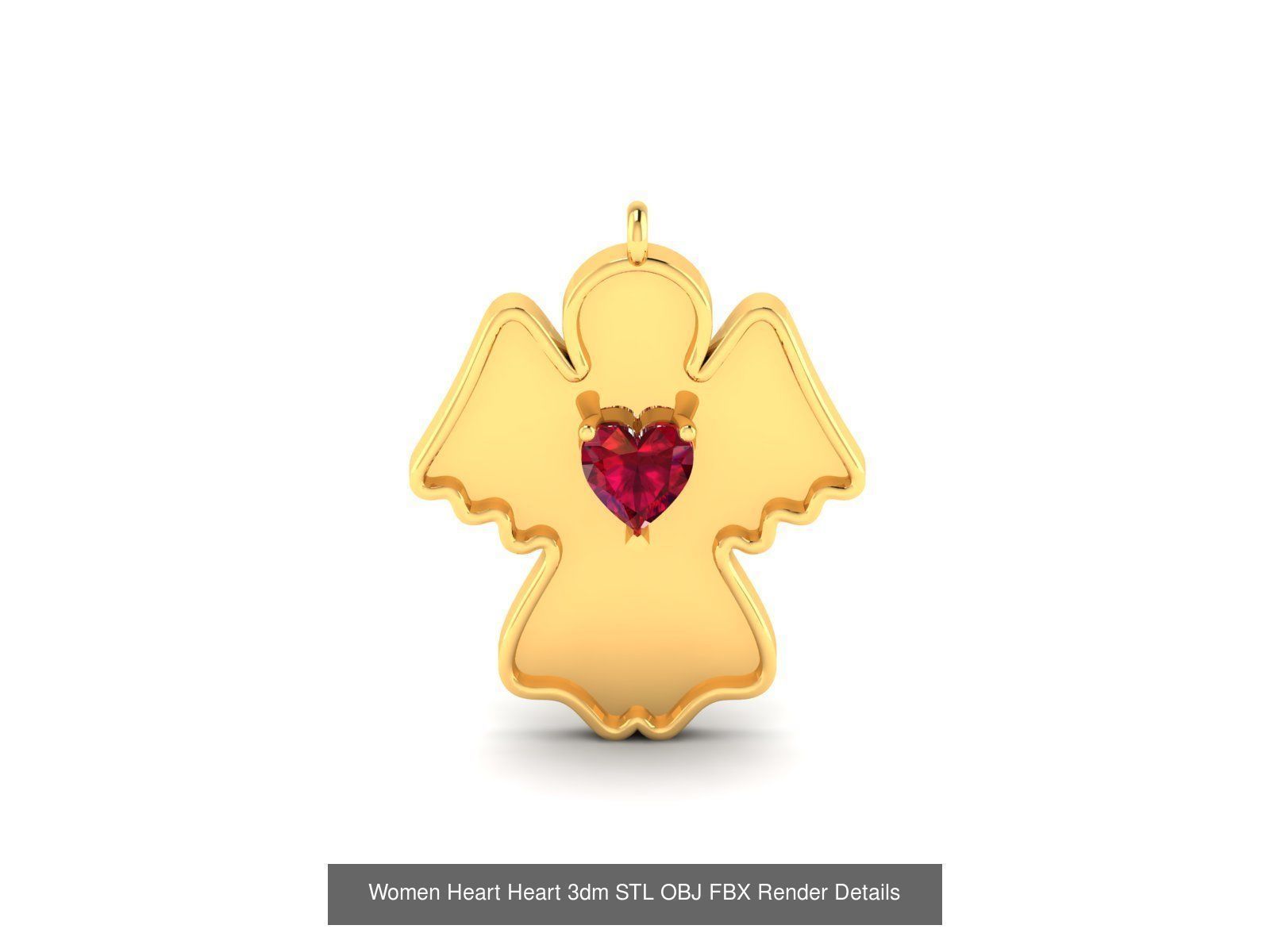 Love Heart Pendant 3dm STL OBJ FBX Render Bulk Collection _30