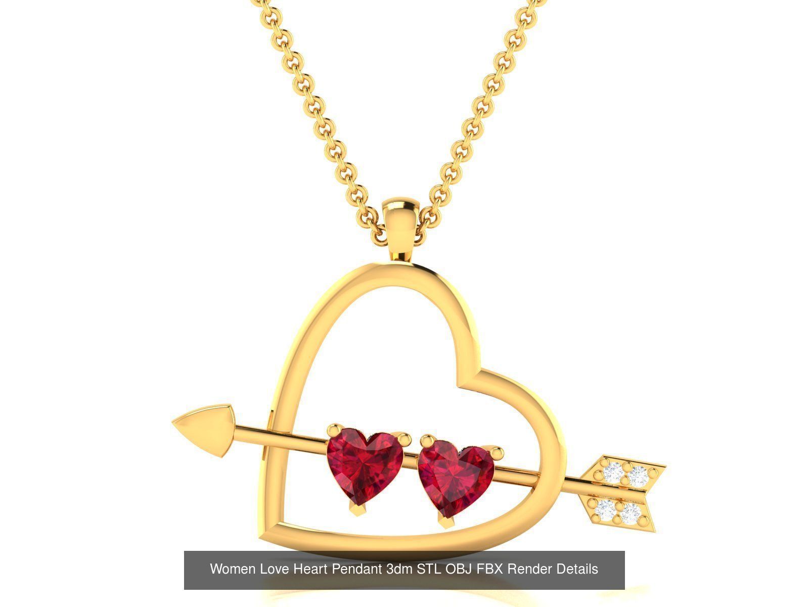 Love Heart Pendant 3dm STL OBJ FBX Render Bulk Collection _64