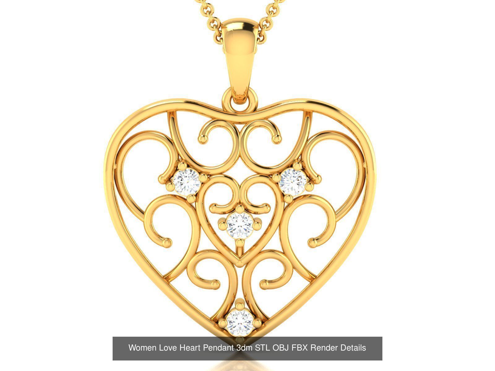 Love Heart Pendant 3dm STL OBJ FBX Render Bulk Collection _73