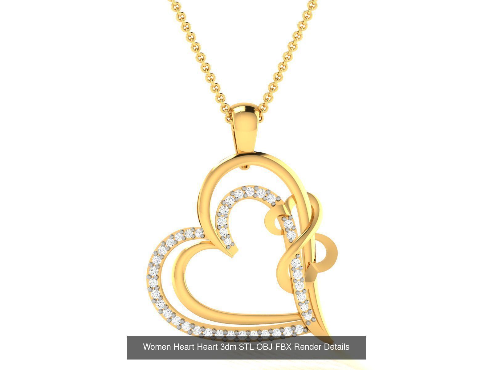 Love Heart Pendant 3dm STL OBJ FBX Render Bulk Collection _40