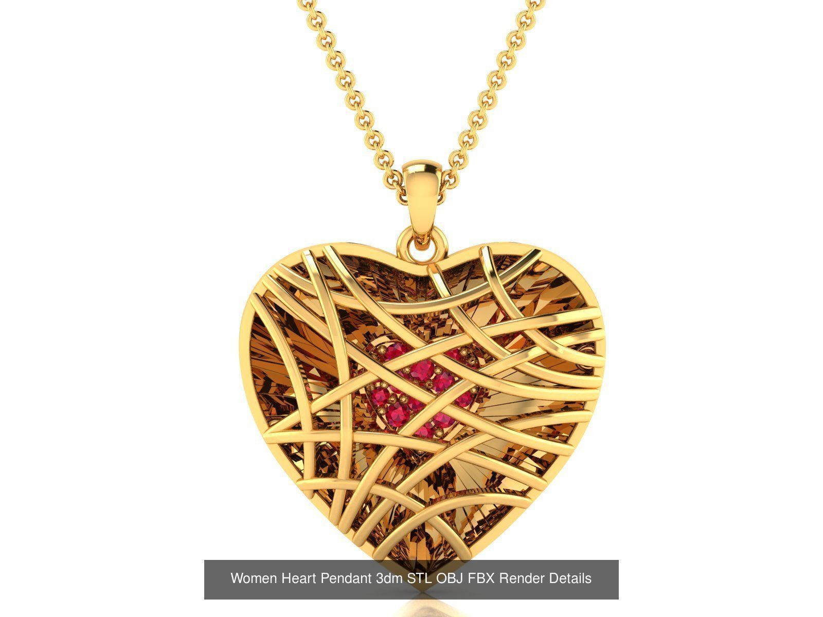 Love Heart Pendant 3dm STL OBJ FBX Render Bulk Collection _56