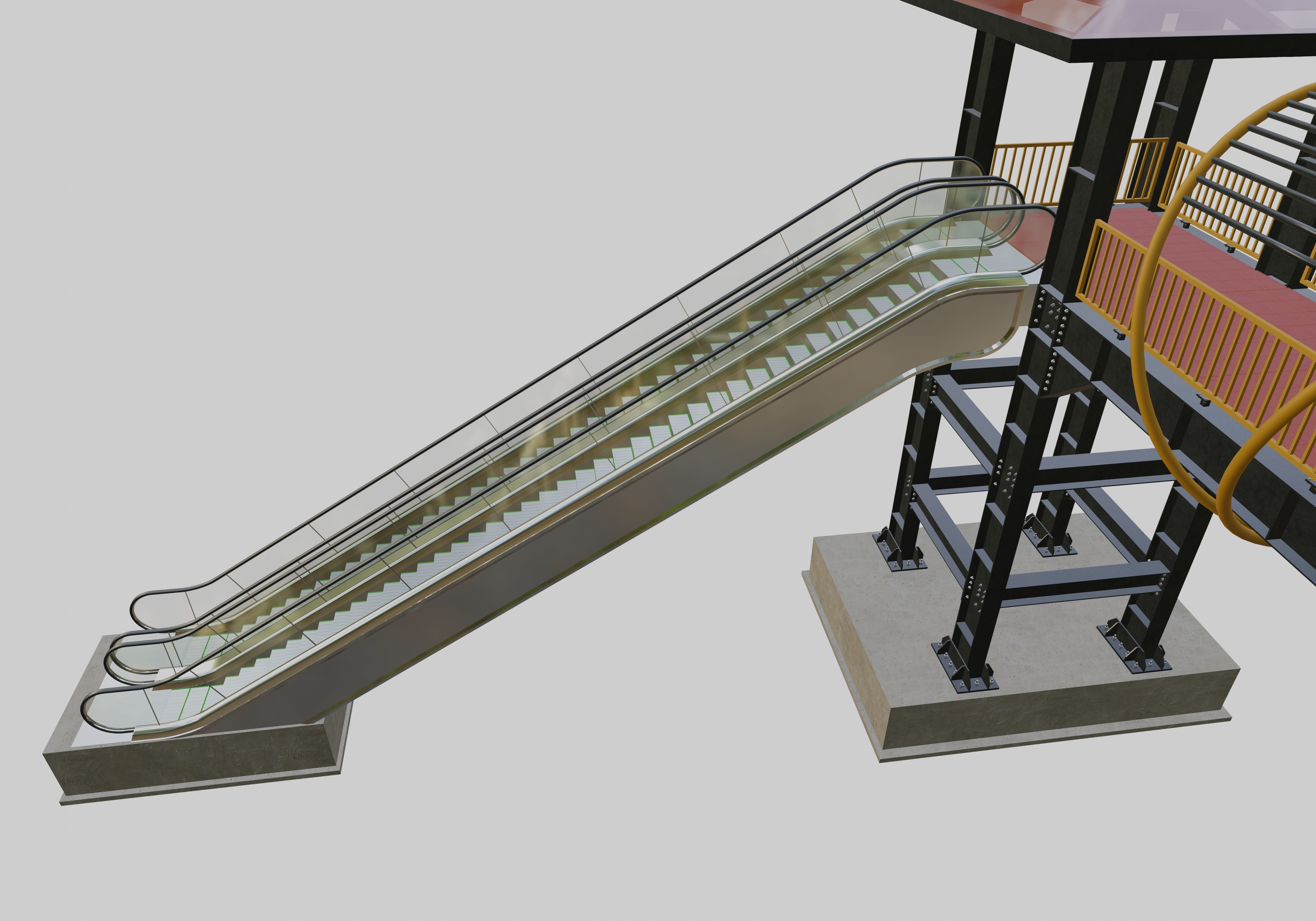 Steel Pedestrian Bridge-Escalator-Tower Column Type-28 3D model_9