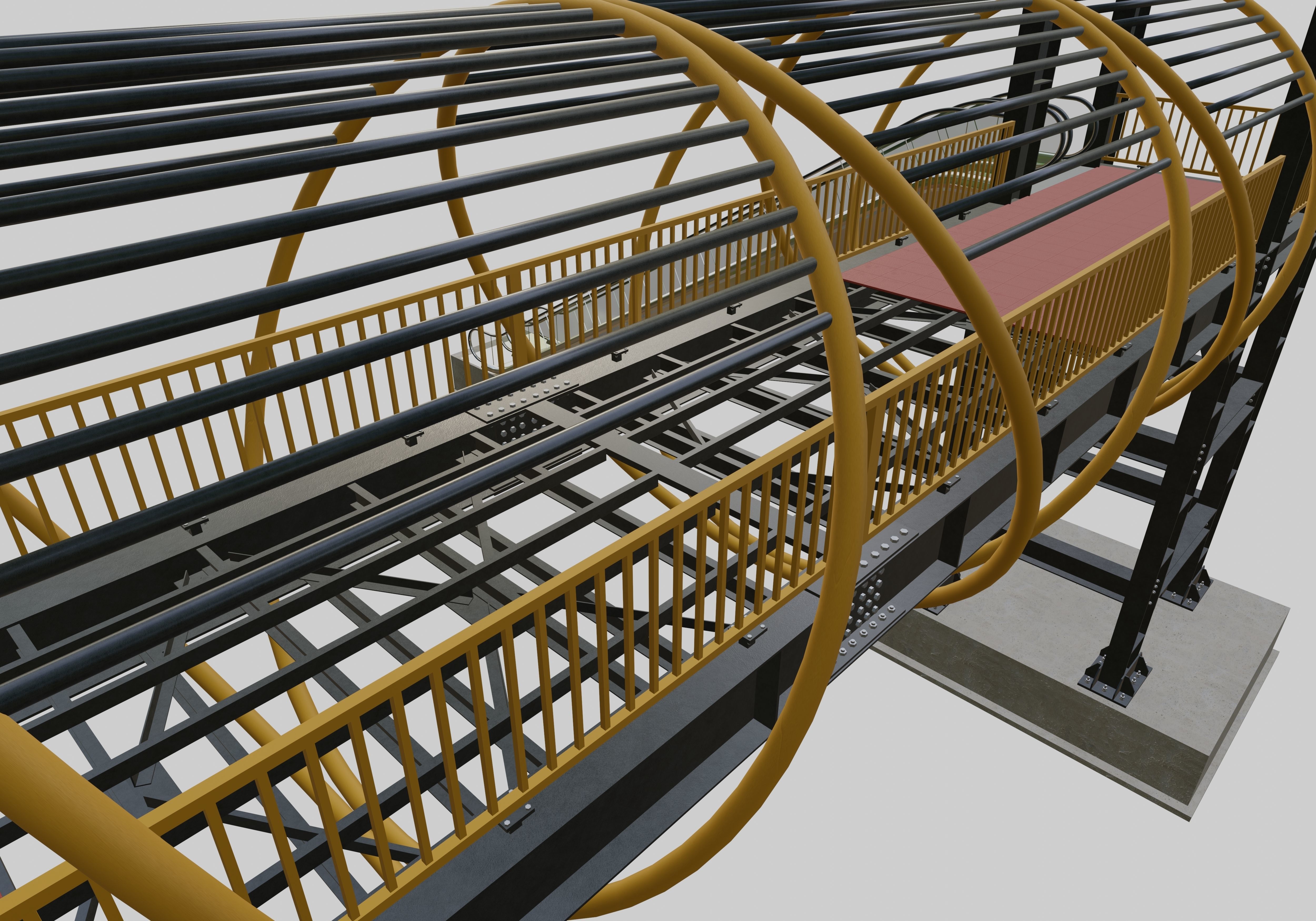 Steel Pedestrian Bridge-Escalator-Tower Column Type-28 3D model_15