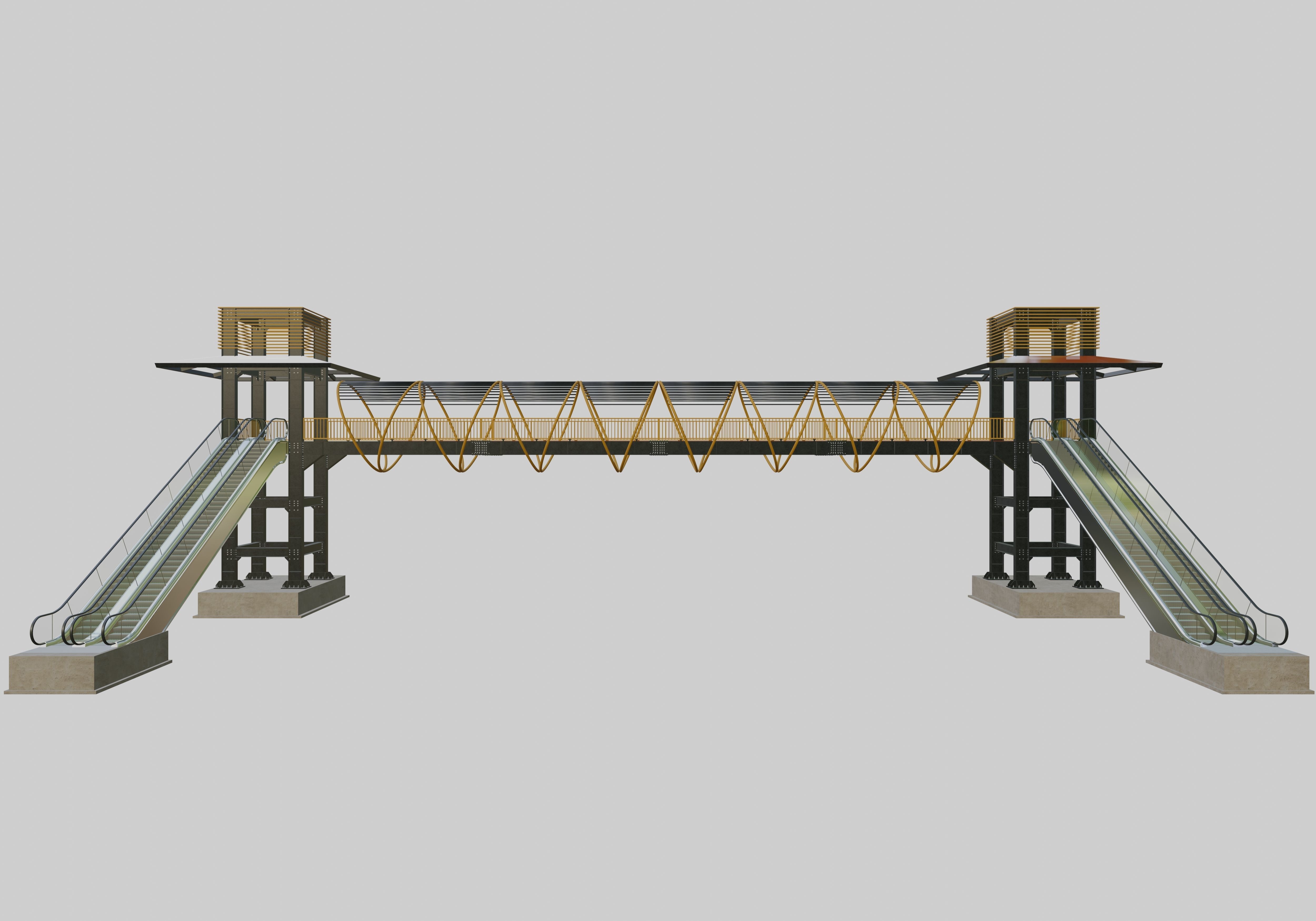 Steel Pedestrian Bridge-Escalator-Tower Column Type-28 3D model_26