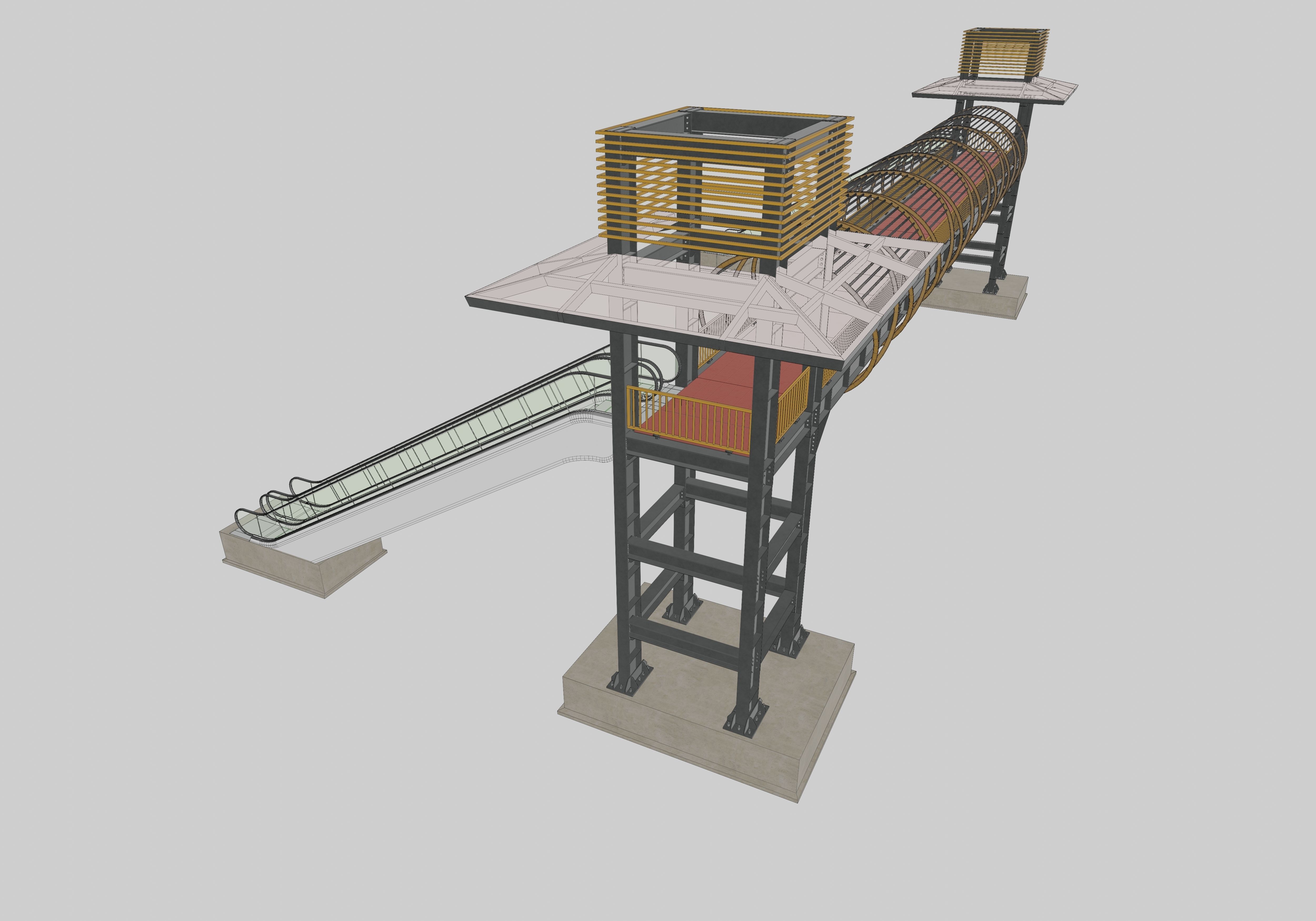 Steel Pedestrian Bridge-Escalator-Tower Column Type-28 3D model_20