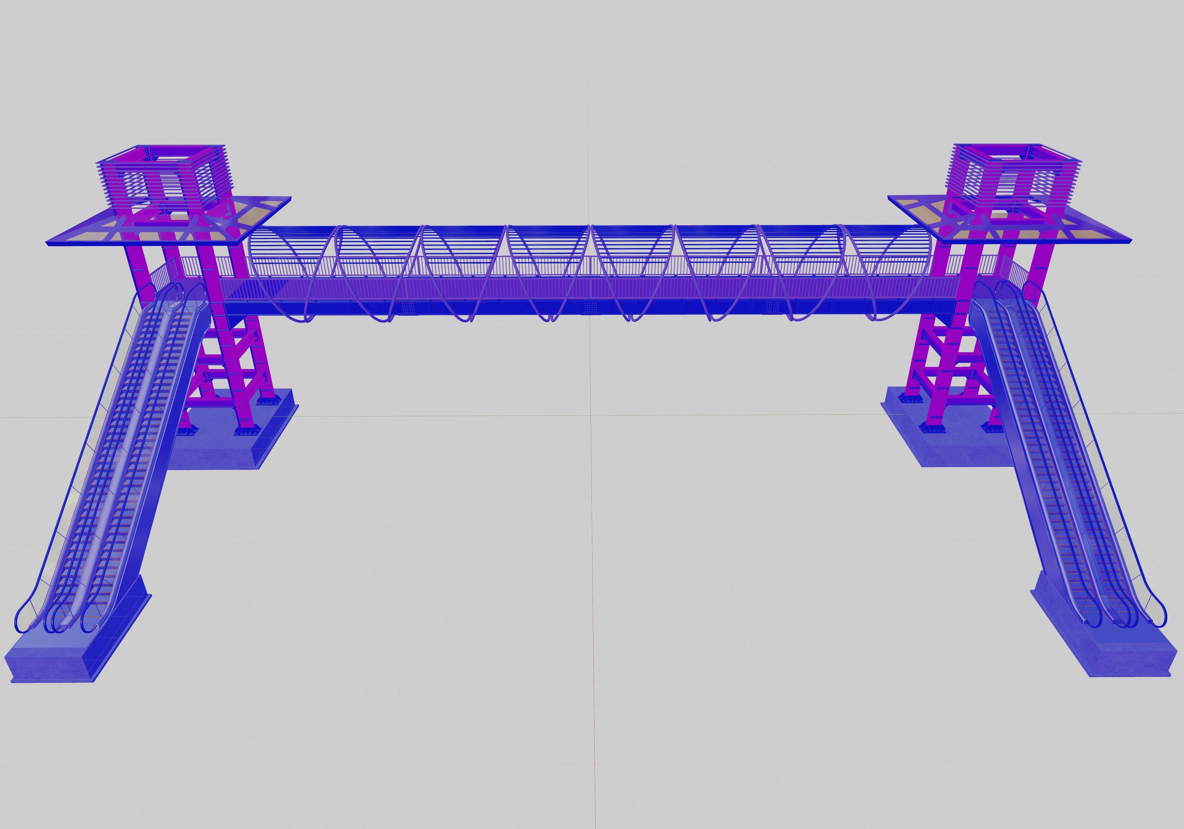 Steel Pedestrian Bridge-Escalator-Tower Column Type-28 3D model_7