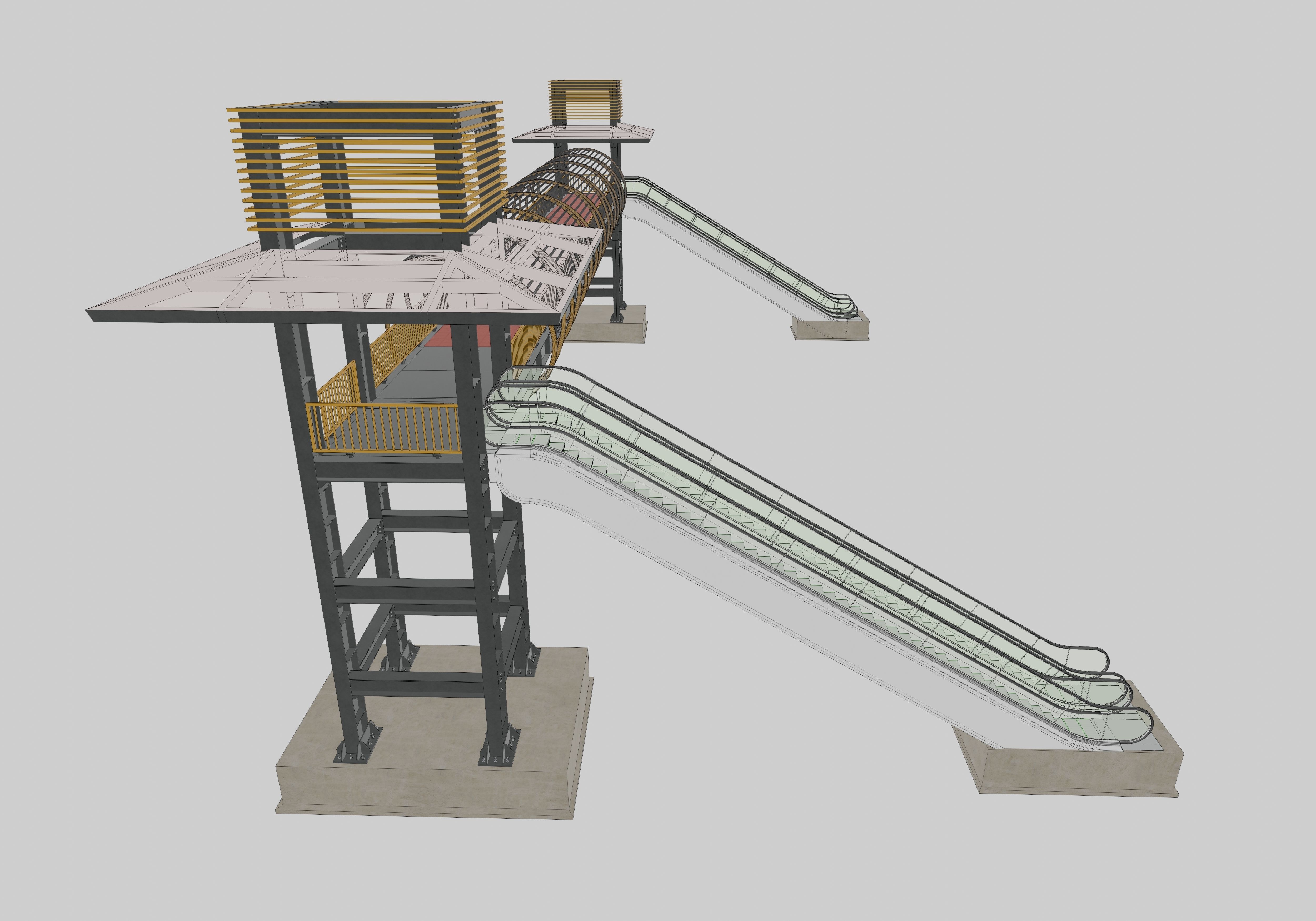 Steel Pedestrian Bridge-Escalator-Tower Column Type-28 3D model_17