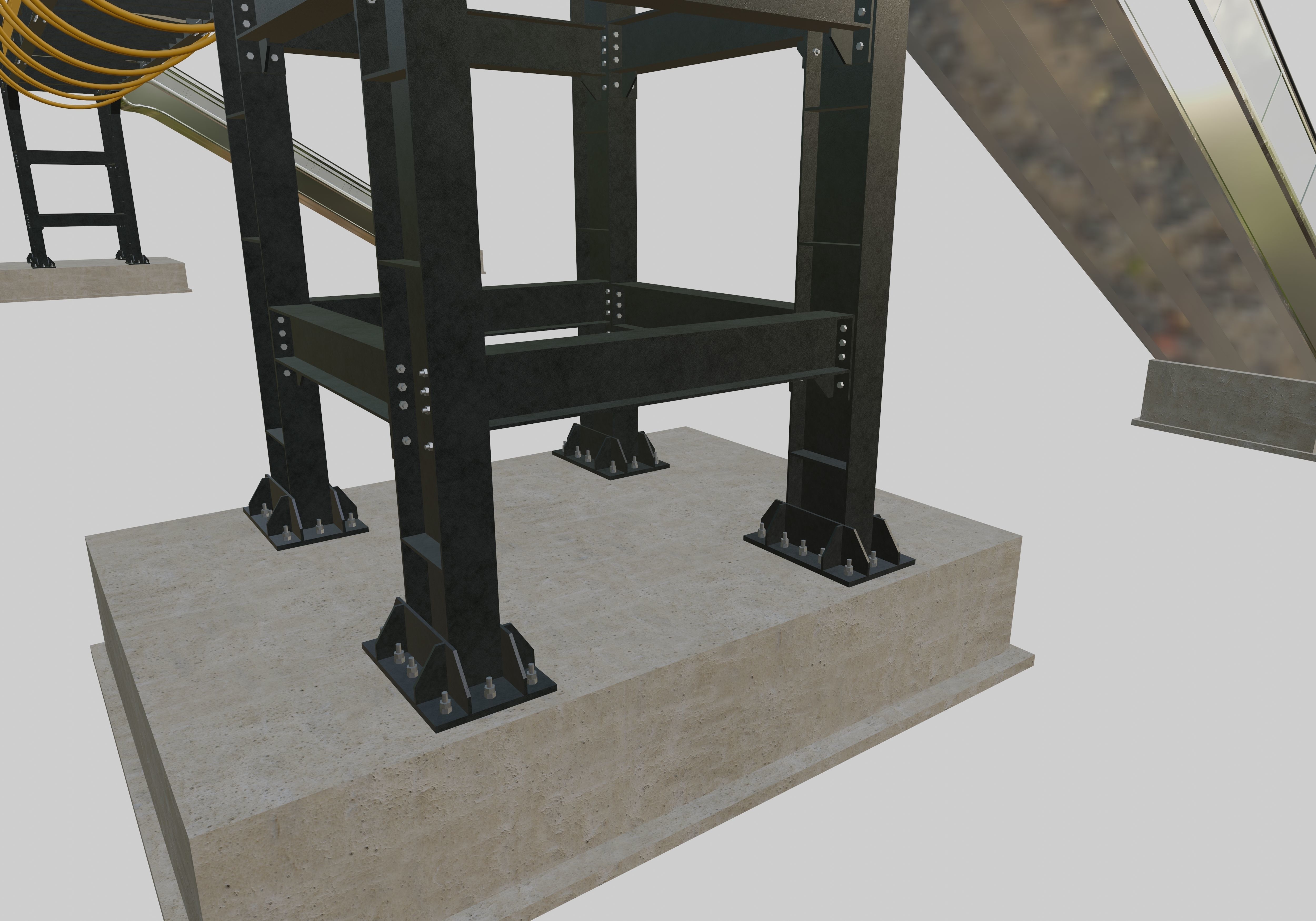 Steel Pedestrian Bridge-Escalator-Tower Column Type-28 3D model_8