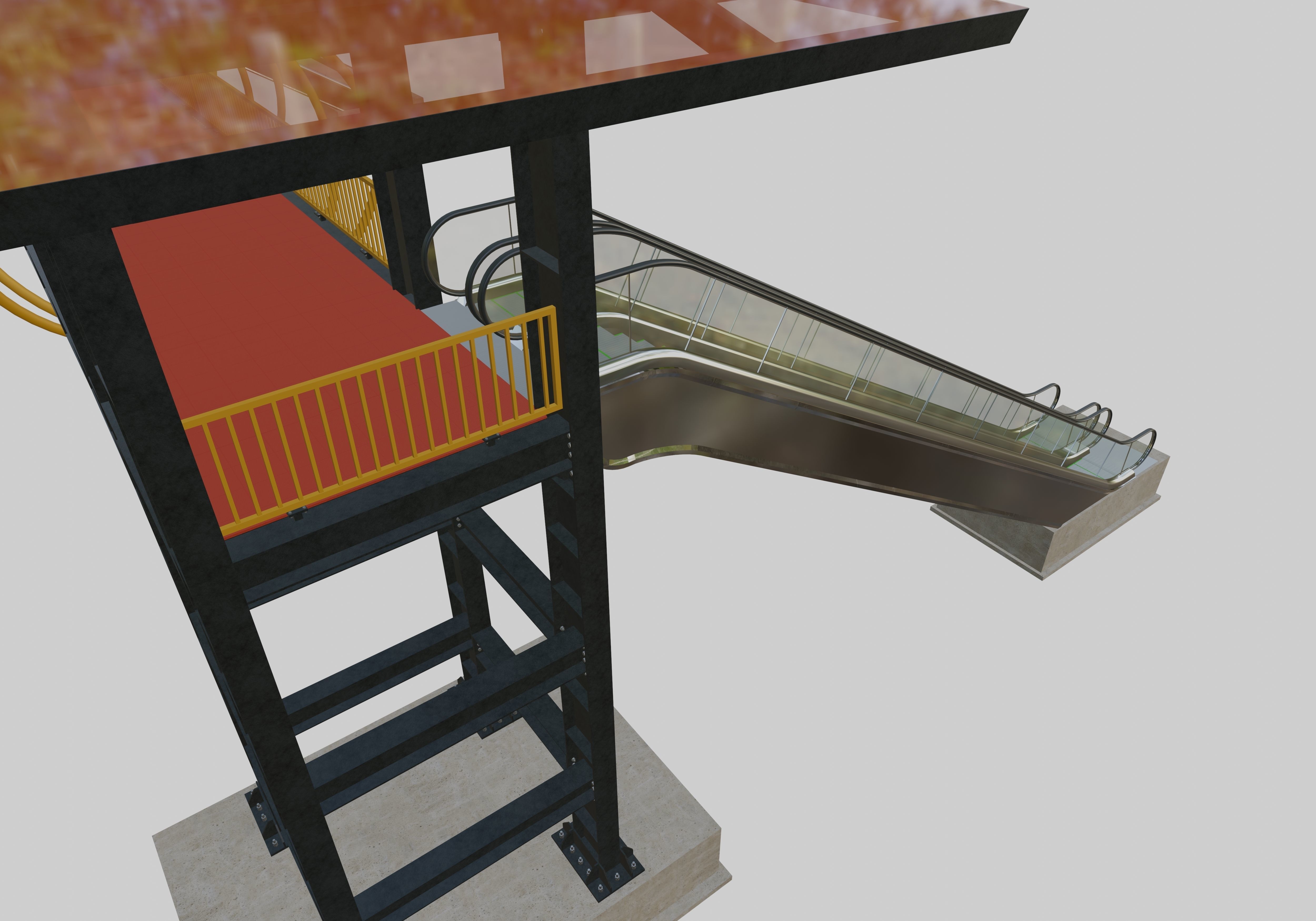 Steel Pedestrian Bridge-Escalator-Tower Column Type-28 3D model_11