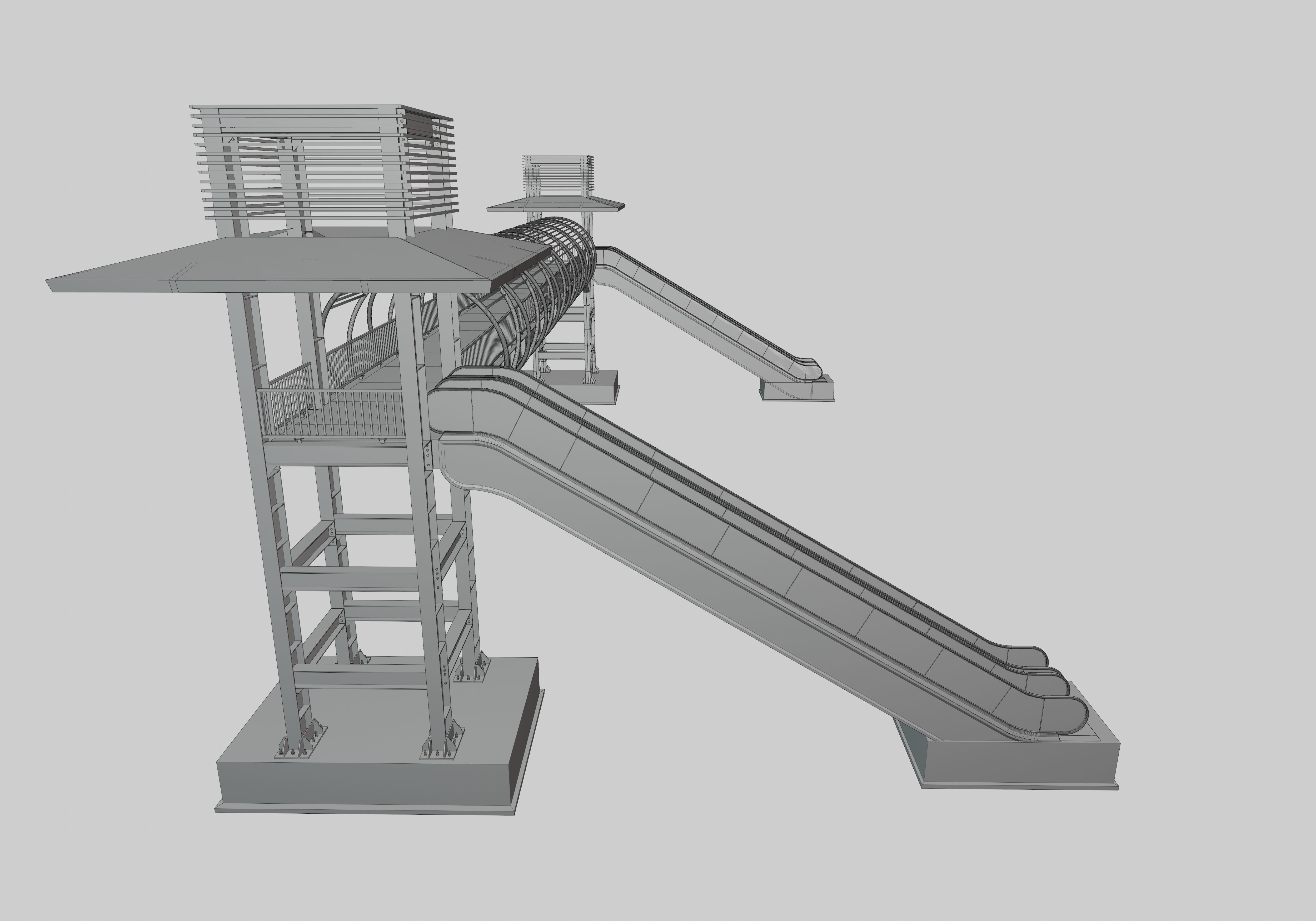 Steel Pedestrian Bridge-Escalator-Tower Column Type-28 3D model_31