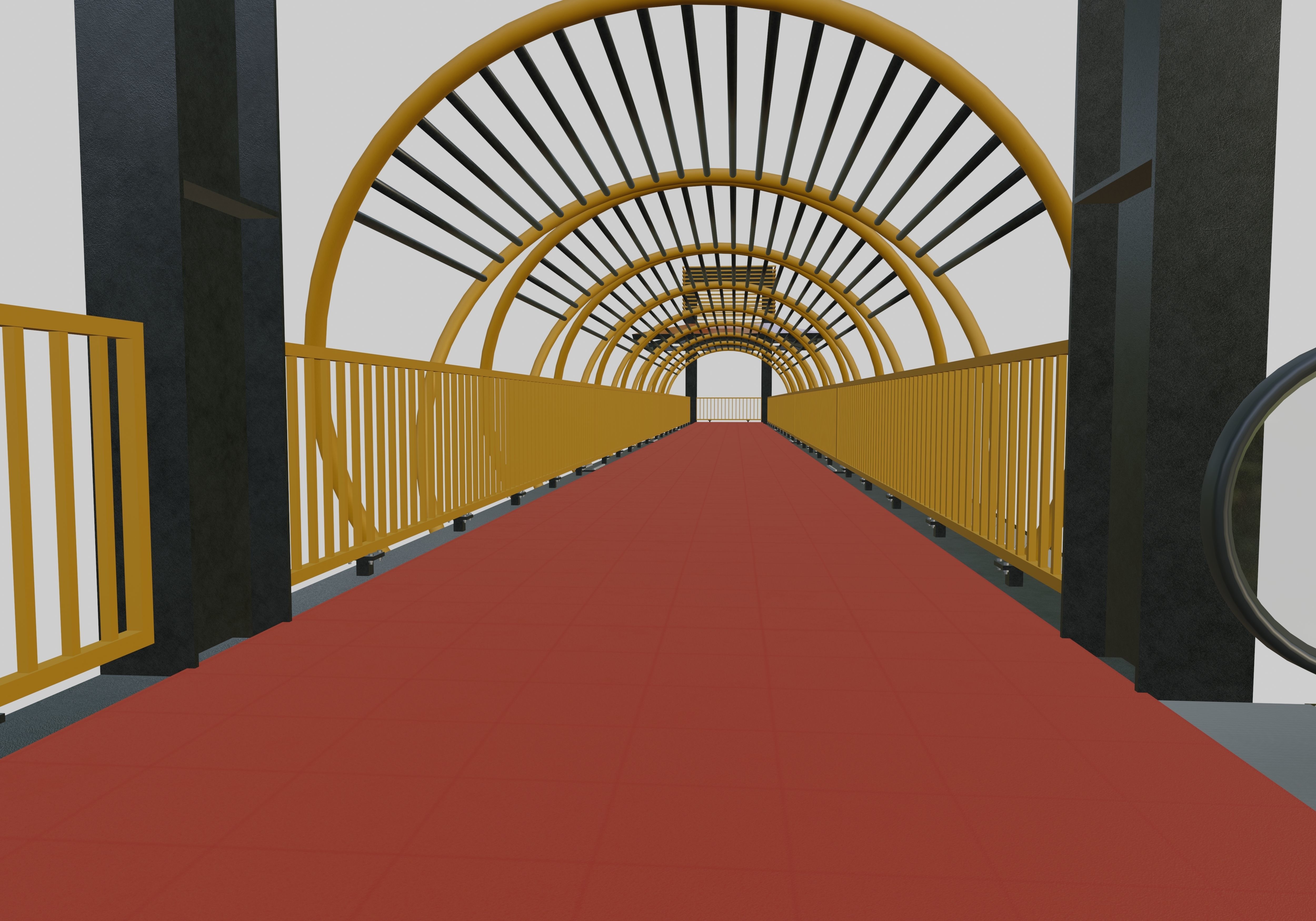 Steel Pedestrian Bridge-Escalator-Tower Column Type-28 3D model_28