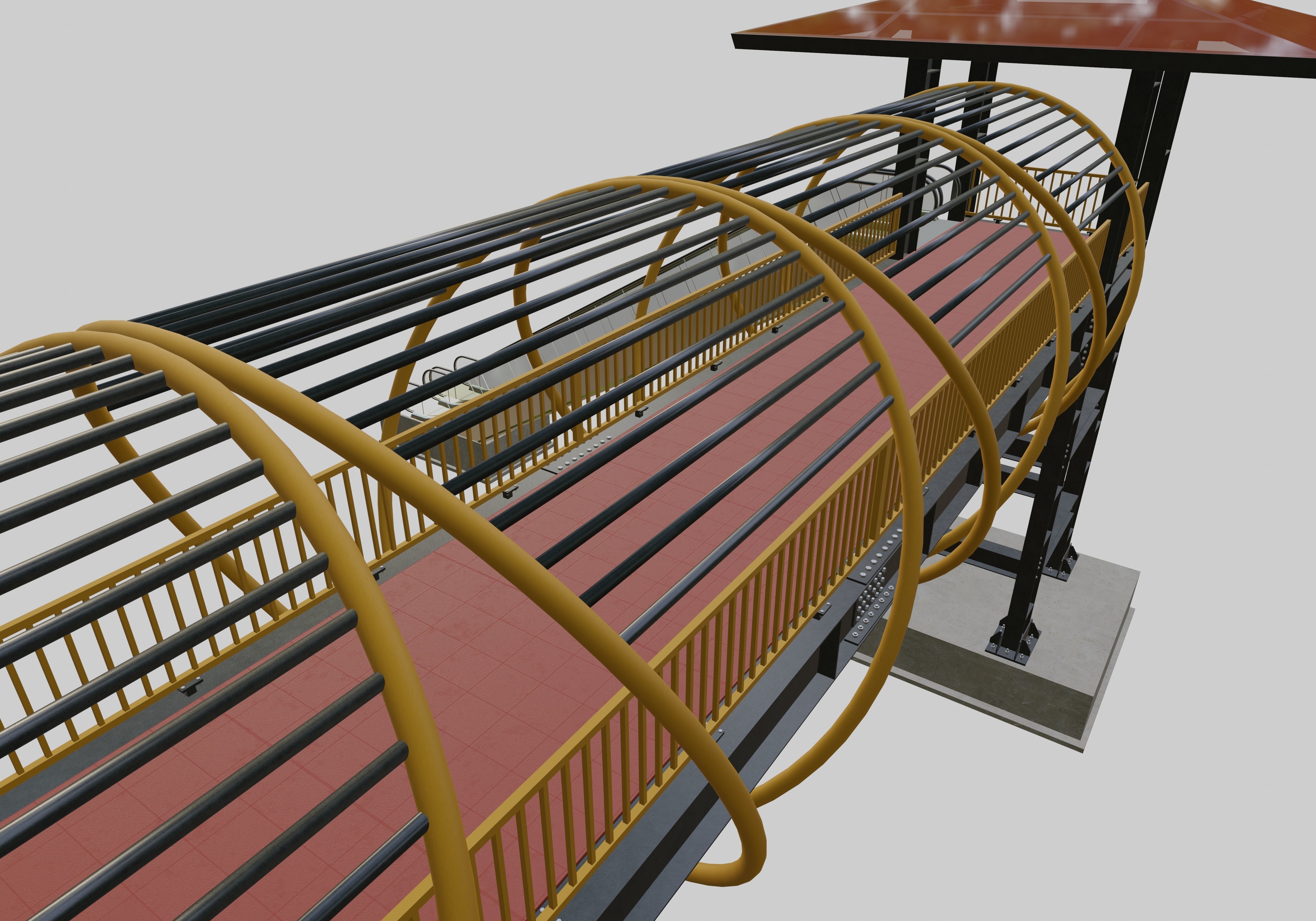 Steel Pedestrian Bridge-Escalator-Tower Column Type-28 3D model_5