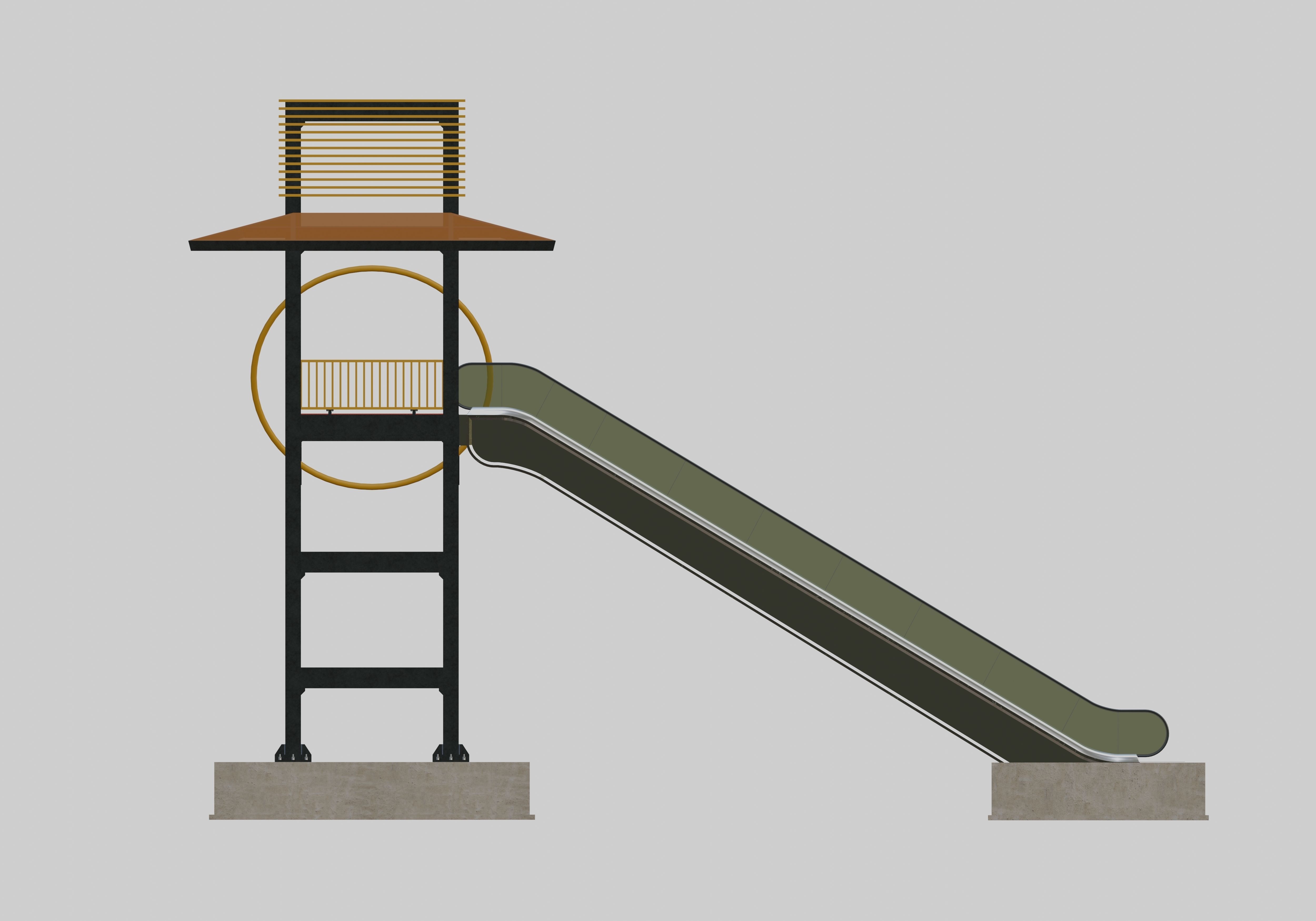 Steel Pedestrian Bridge-Escalator-Tower Column Type-28 3D model_25