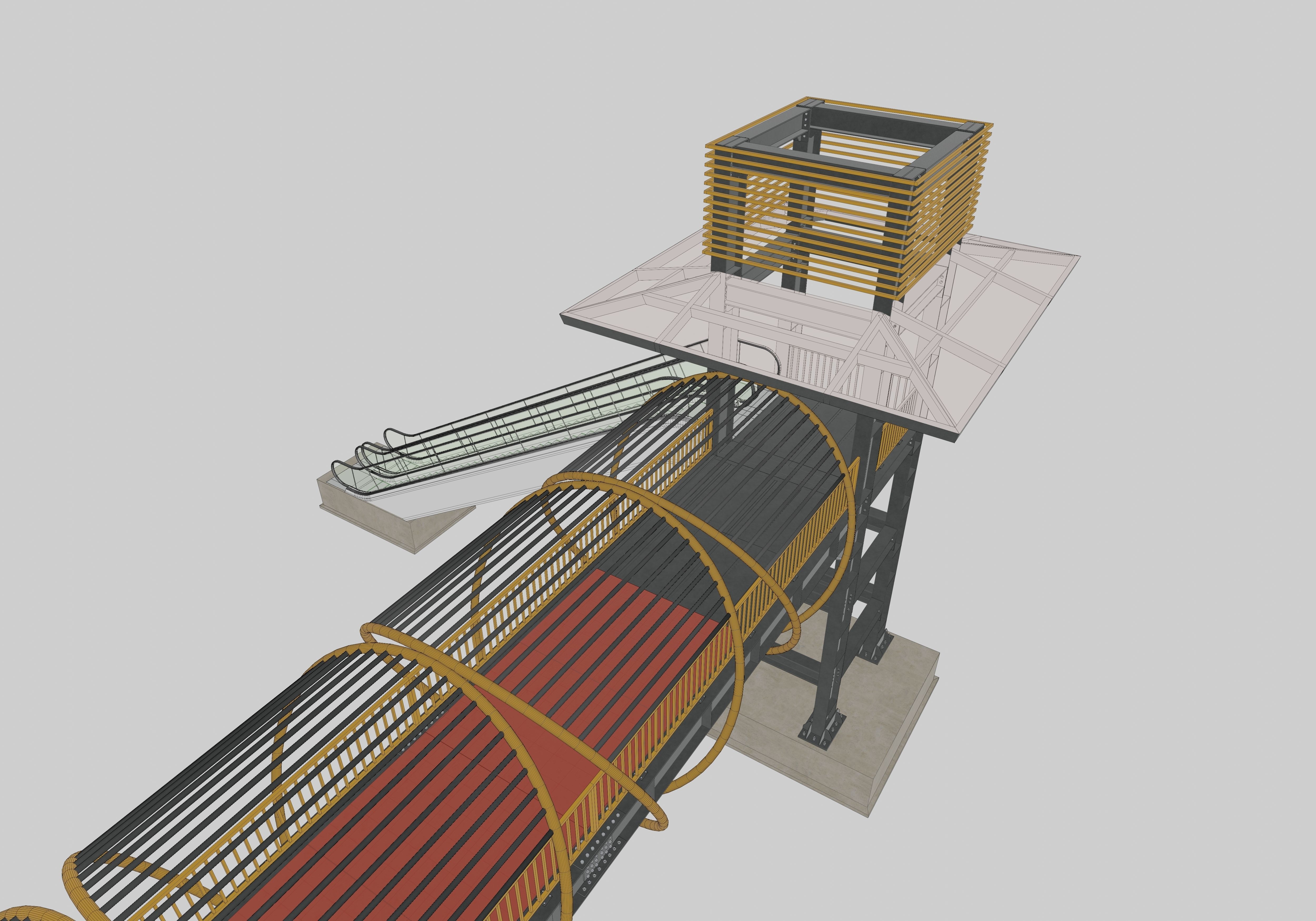 Steel Pedestrian Bridge-Escalator-Tower Column Type-28 3D model_18