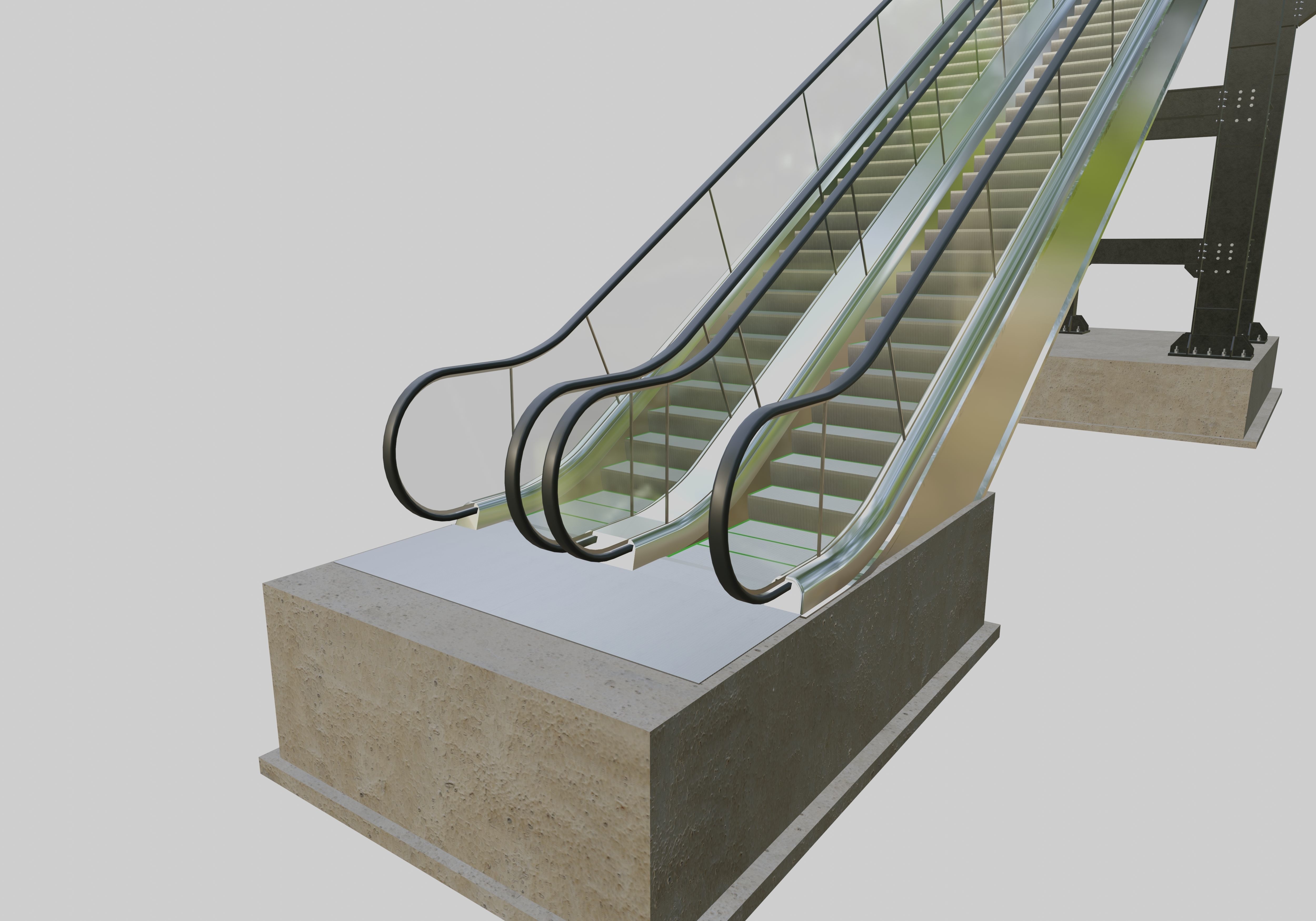 Steel Pedestrian Bridge-Escalator-Tower Column Type-28 3D model_10