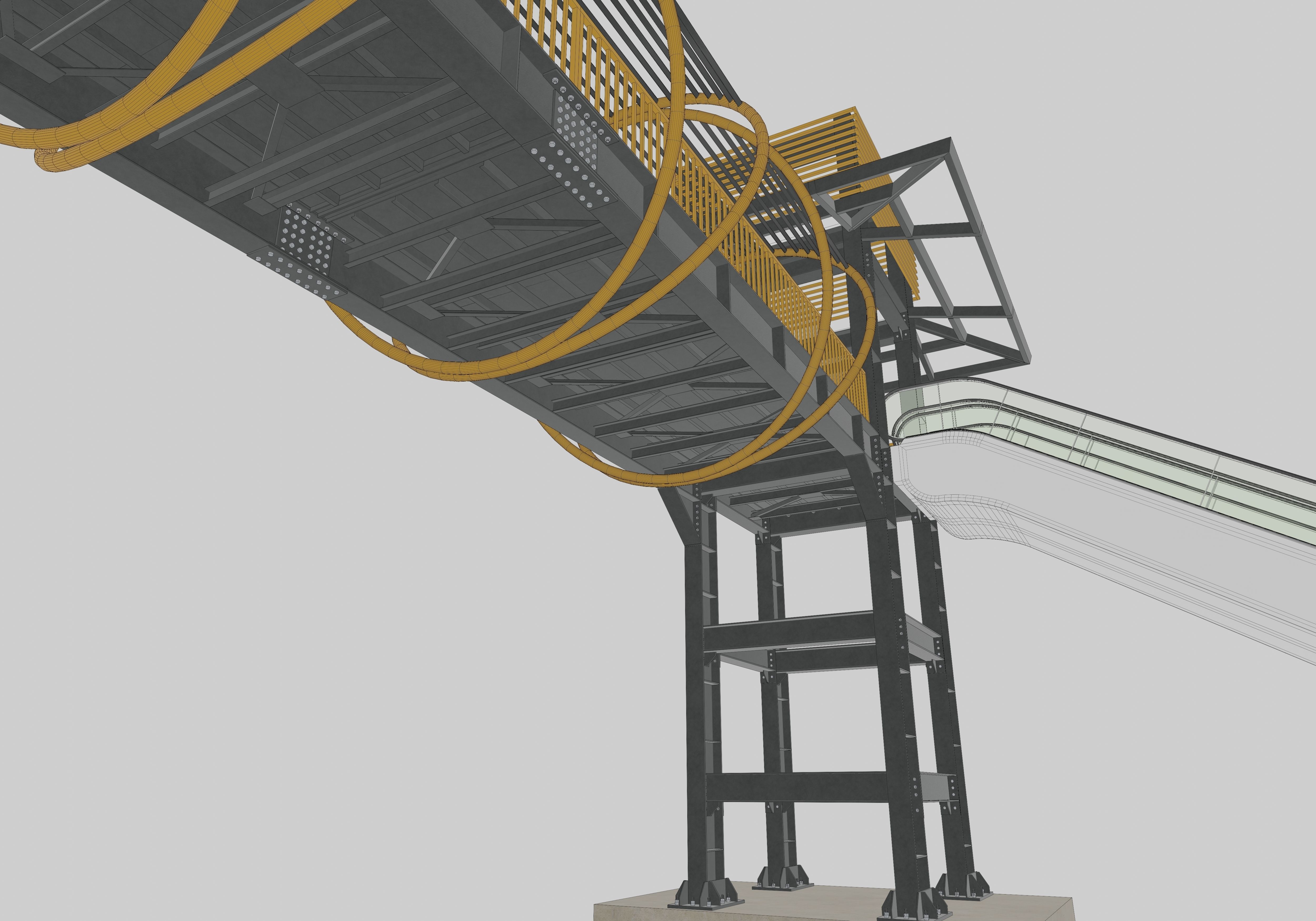 Steel Pedestrian Bridge-Escalator-Tower Column Type-28 3D model_22